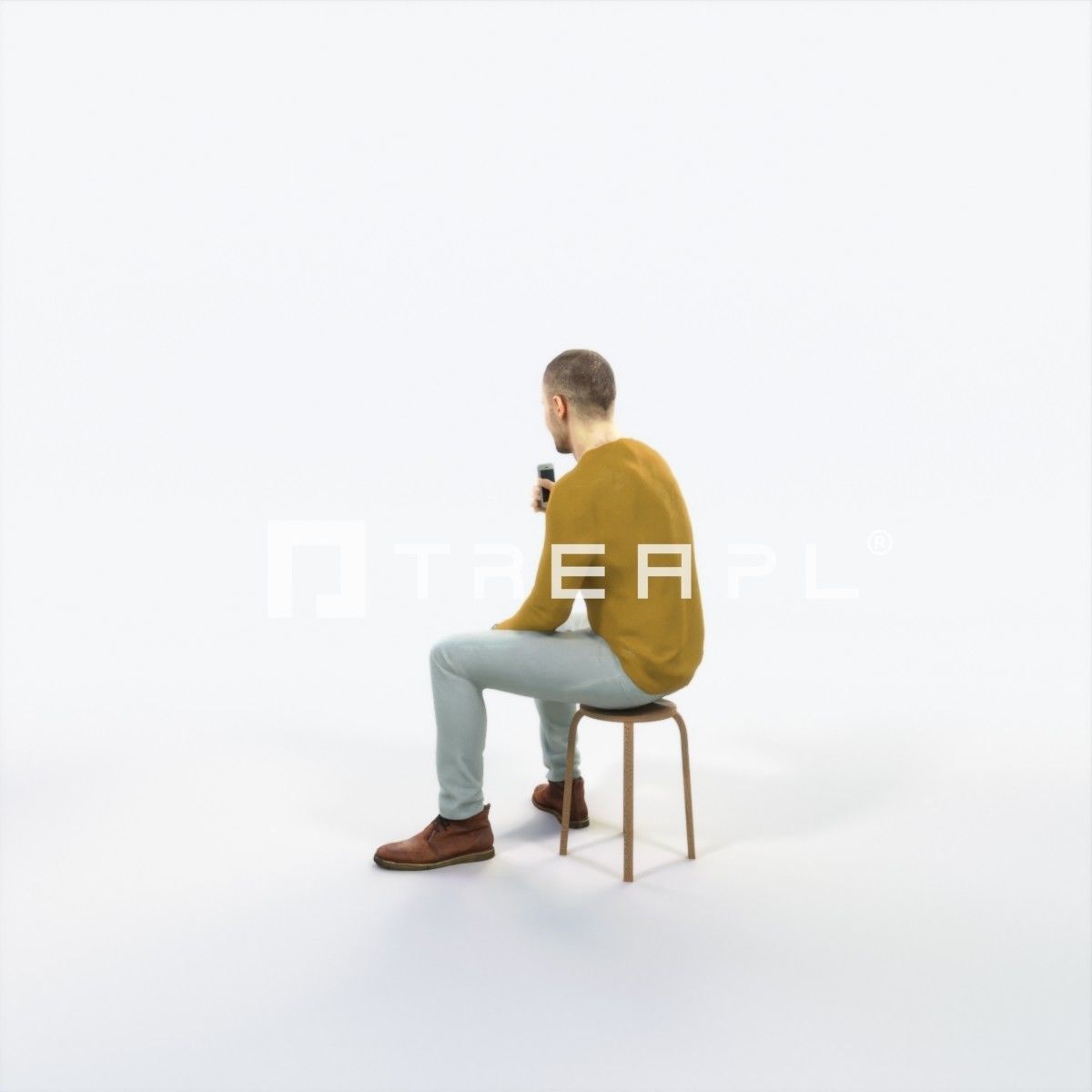 Master 21L Cell Phone Sitting Casual Man Low-poly 3D model_5