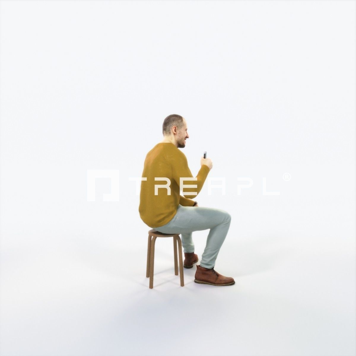 Master 21L Cell Phone Sitting Casual Man Low-poly 3D model_3