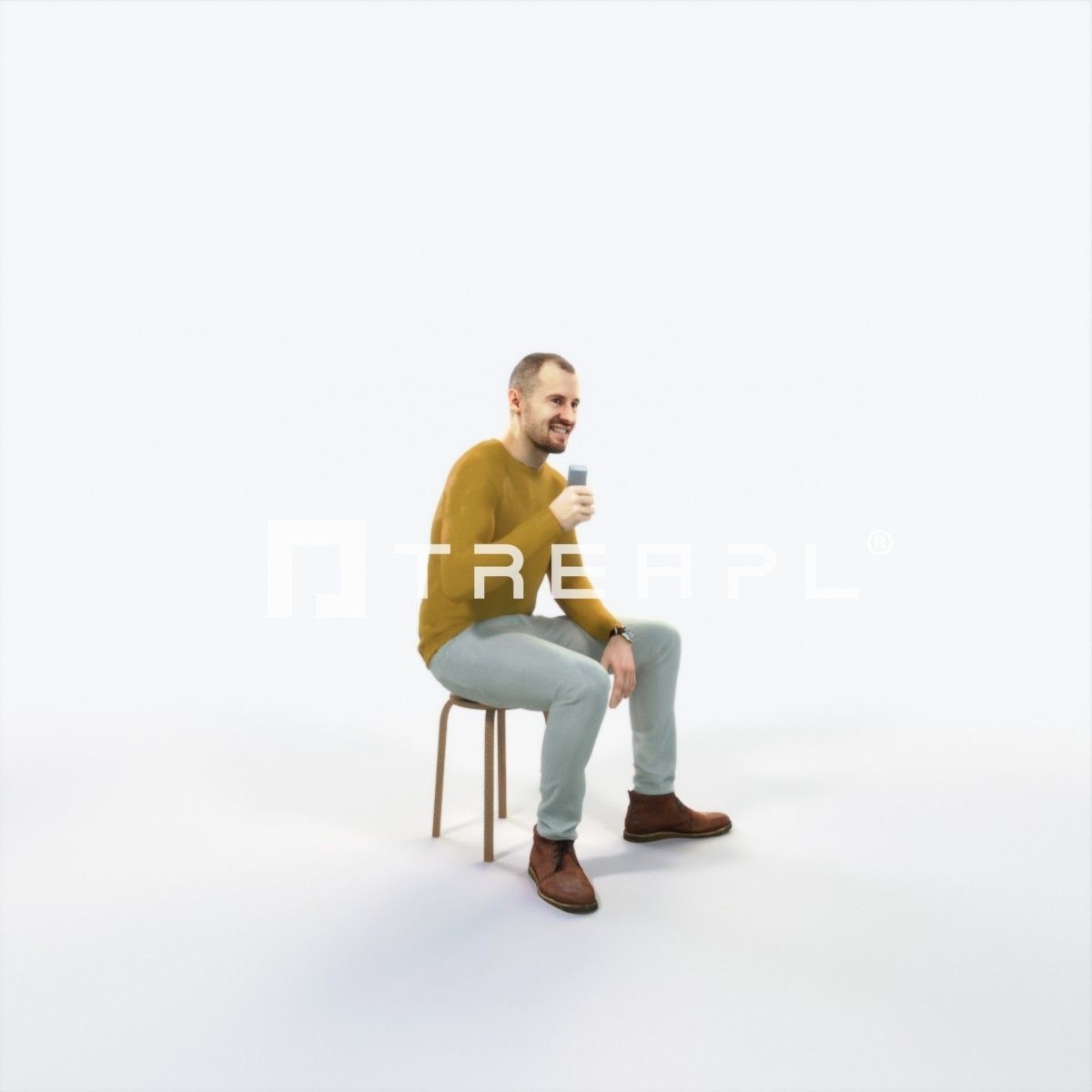 Master 21L Cell Phone Sitting Casual Man Low-poly 3D model_2