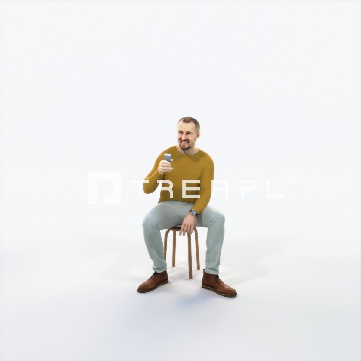 Master 21L Cell Phone Sitting Casual Man Low-poly 3D model_1