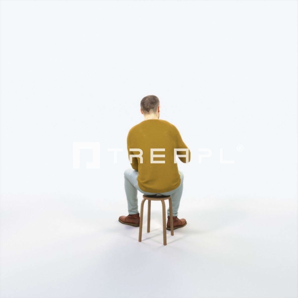 Master 21L Cell Phone Sitting Casual Man Low-poly 3D model_4