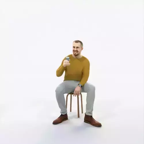 Master 21L Cell Phone Sitting Casual Man Low-poly 3D model