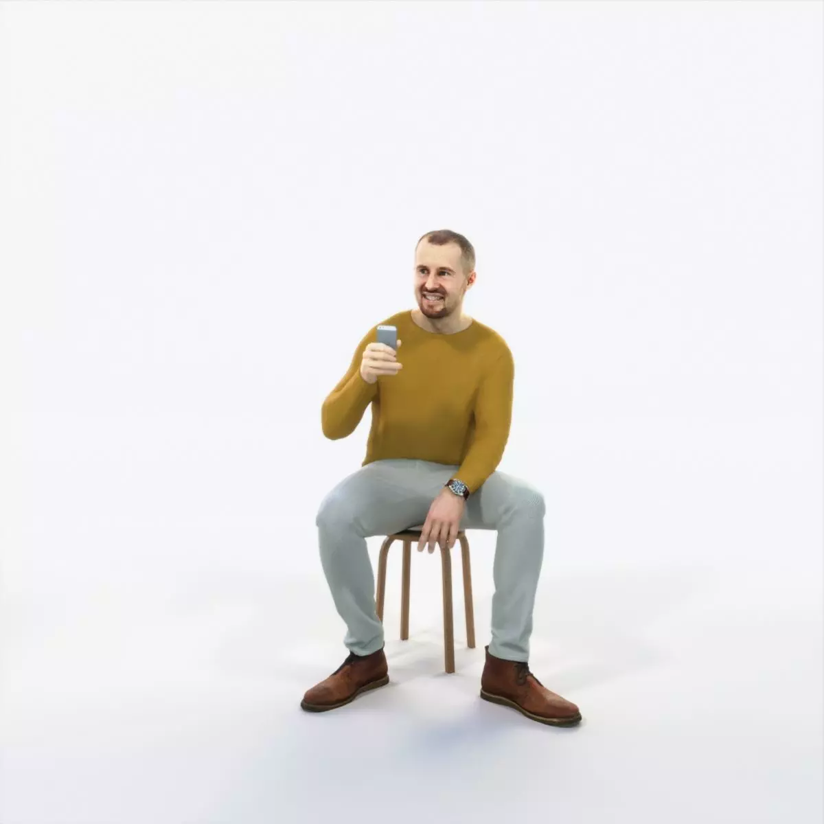 Master 21L Cell Phone Sitting Casual Man Low-poly 3D model_0