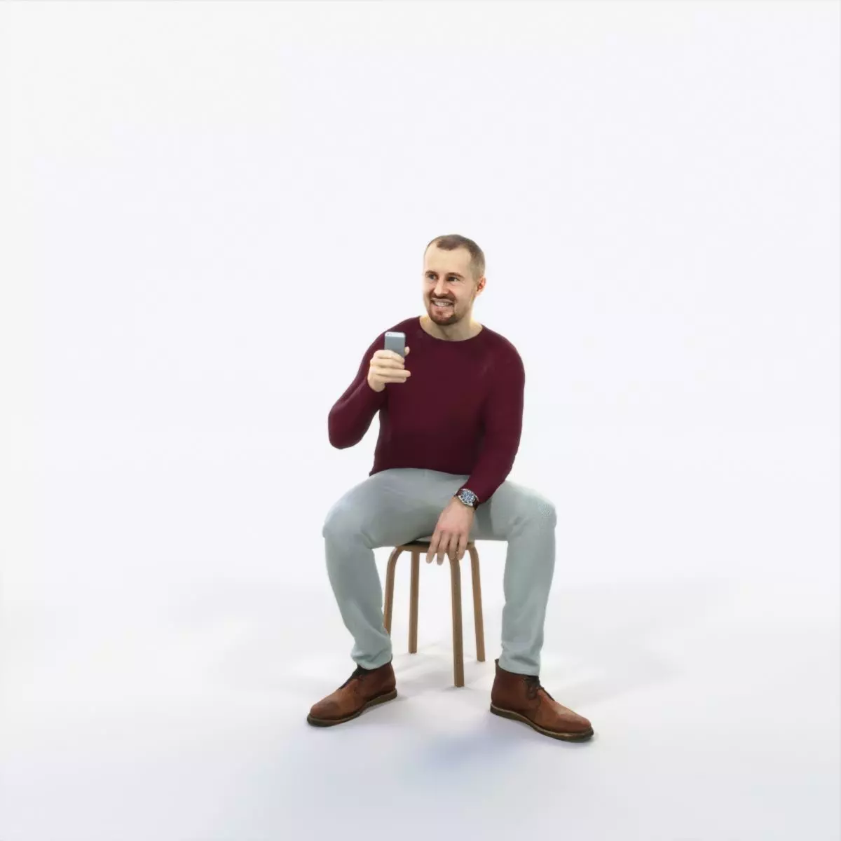 Master 21J Cell Phone Sitting Casual Man Low-poly 3D model_0