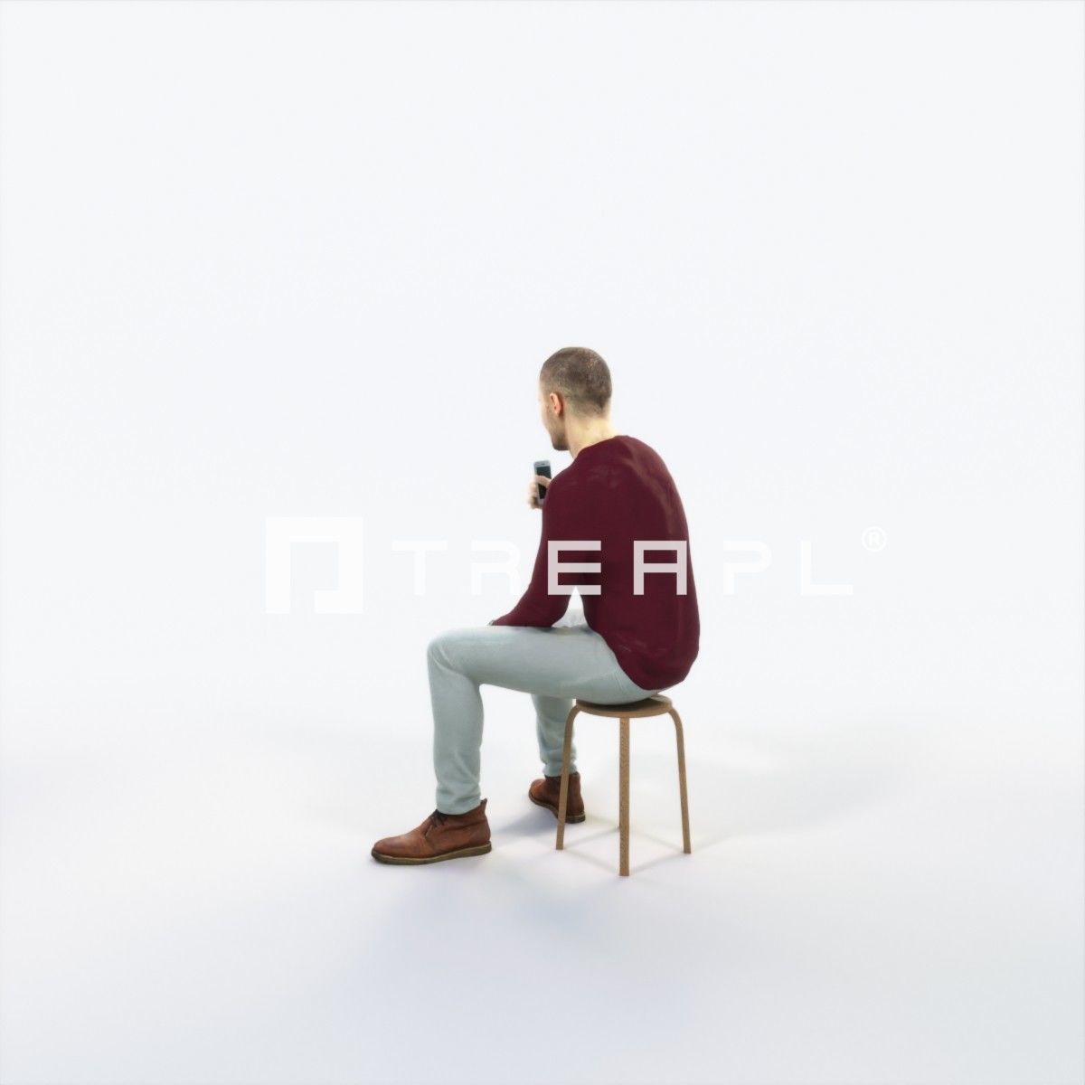 Master 21J Cell Phone Sitting Casual Man Low-poly 3D model_5