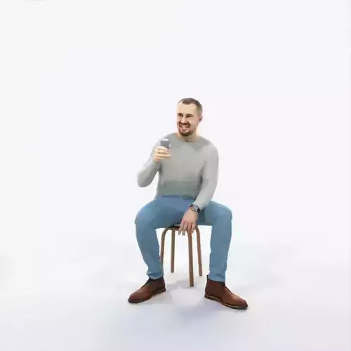 Master 21H Cell Phone Sitting Casual Man