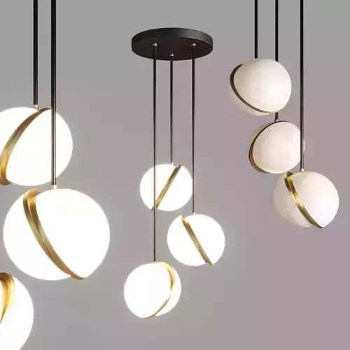 MINI CRESCENT CHANDELIER 3 PIECE Low-poly 3D model