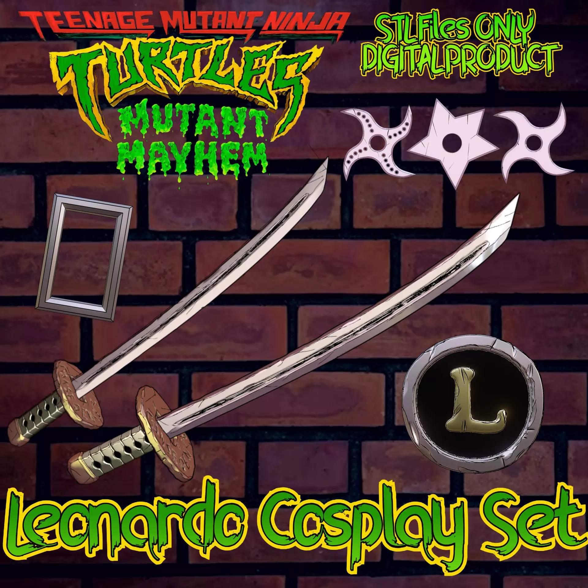 Leonardo Cosplay Set Teenage Mutant Ninja Turtles Mutant Mayhem 3D print model_0