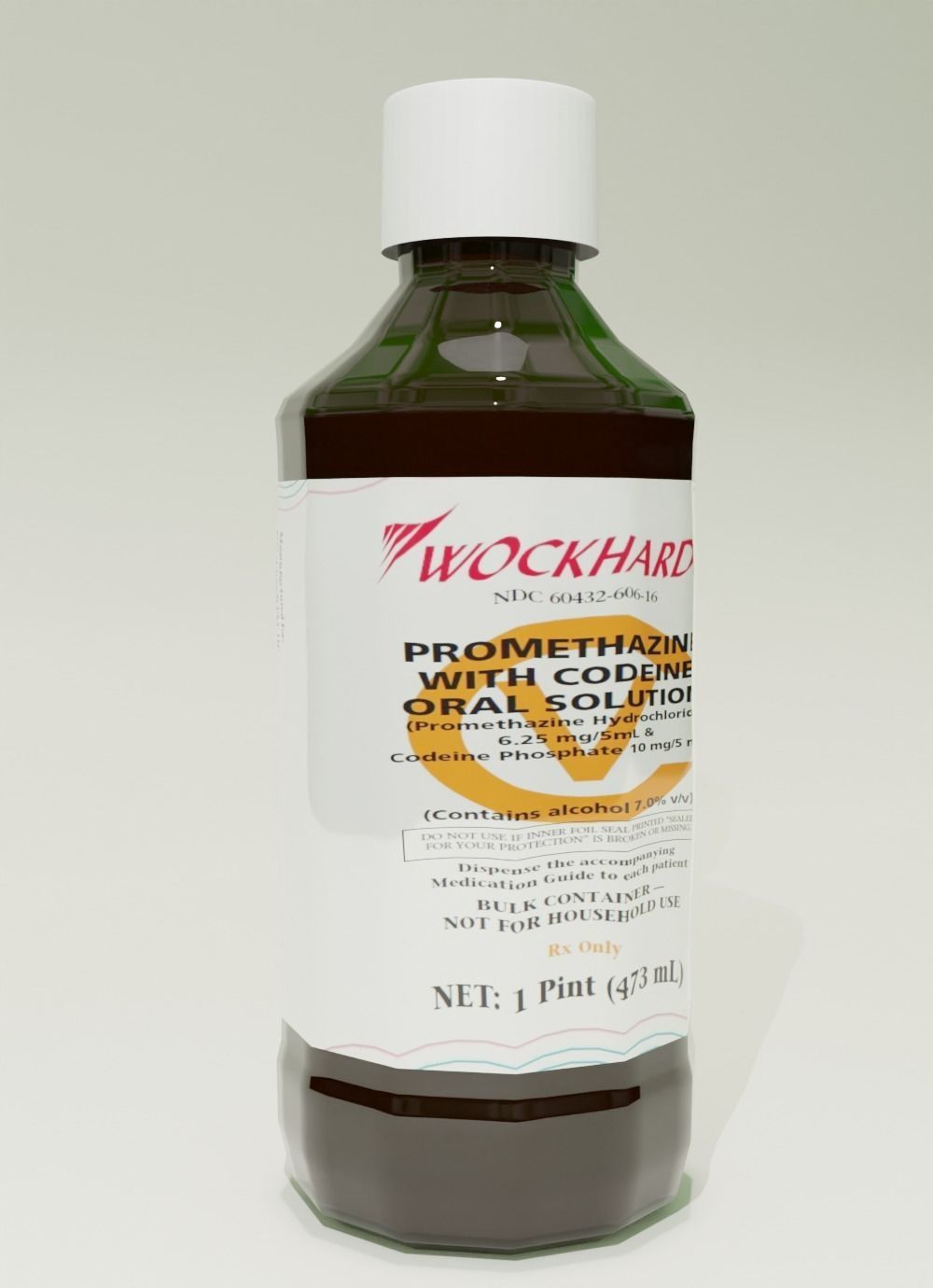 Wockhardt Promethazine Bottle Low-poly 3D model_1