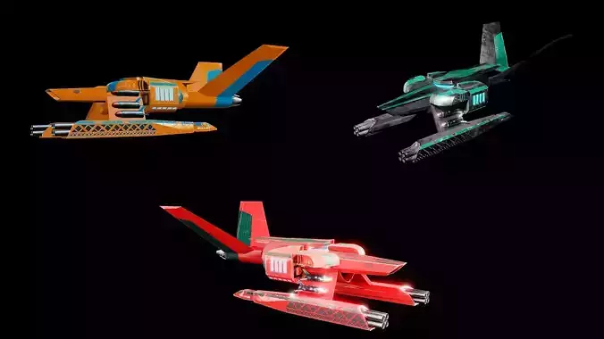 spaceship warrior atack Low poly