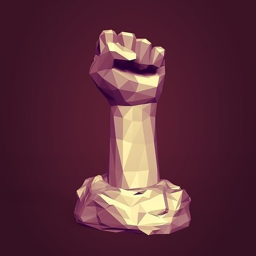Polygonal Hand - Fist Figurine - Statue -- Ready for 3D Printing 3D print model