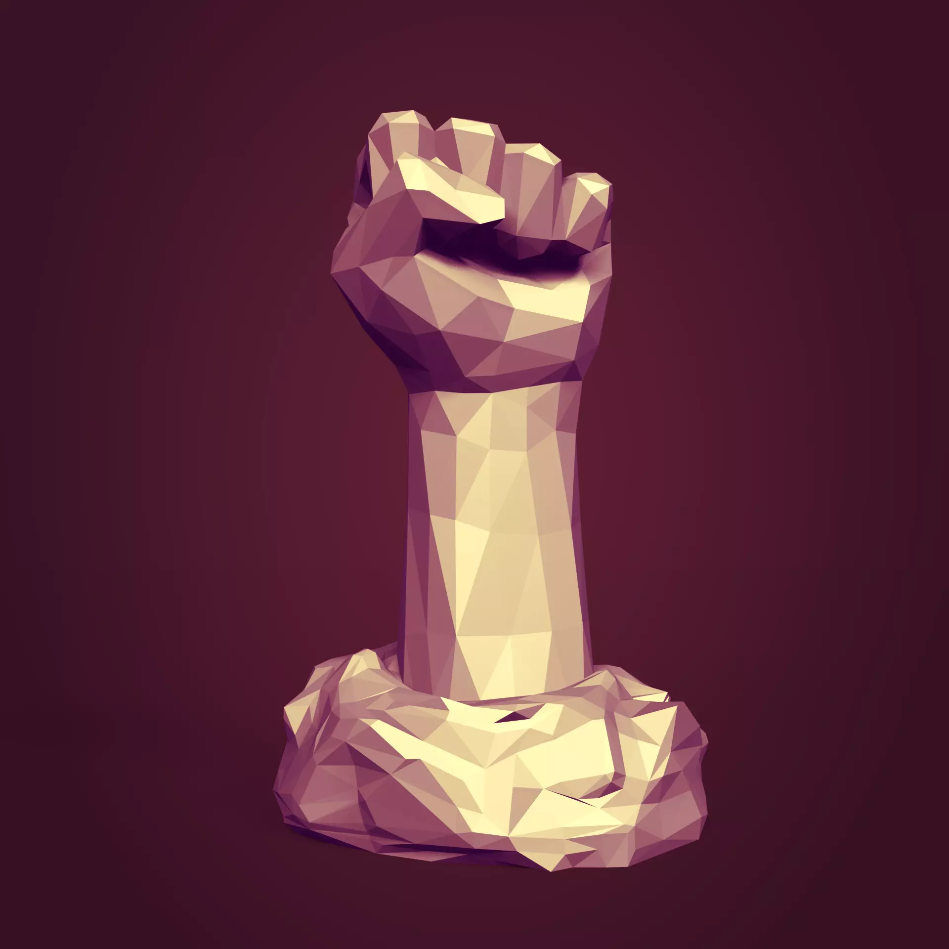 Polygonal Hand - Fist Figurine - Statue -- Ready for 3D Printing 3D print model_0