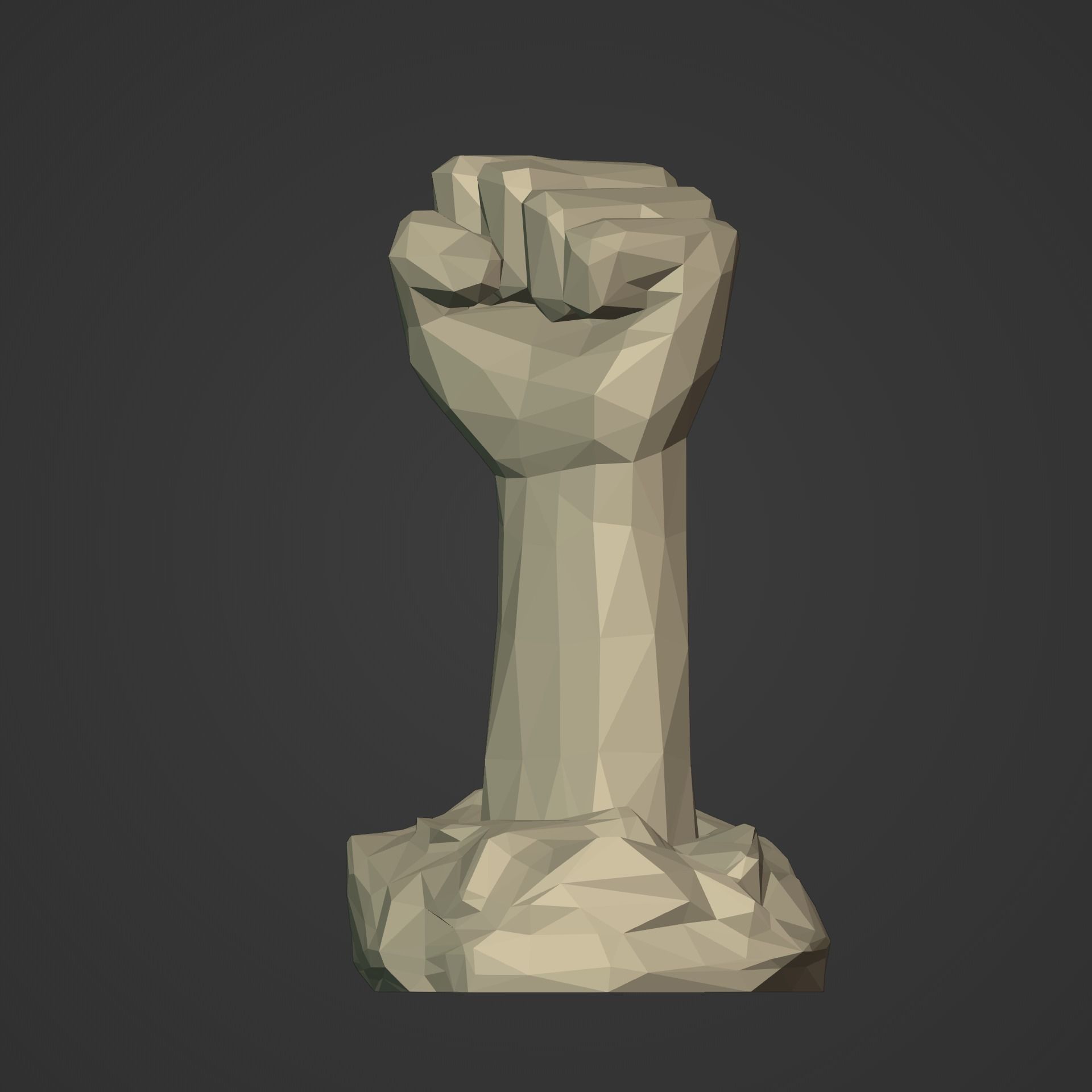 Polygonal Hand - Fist Figurine - Statue -- Ready for 3D Printing 3D print model_3