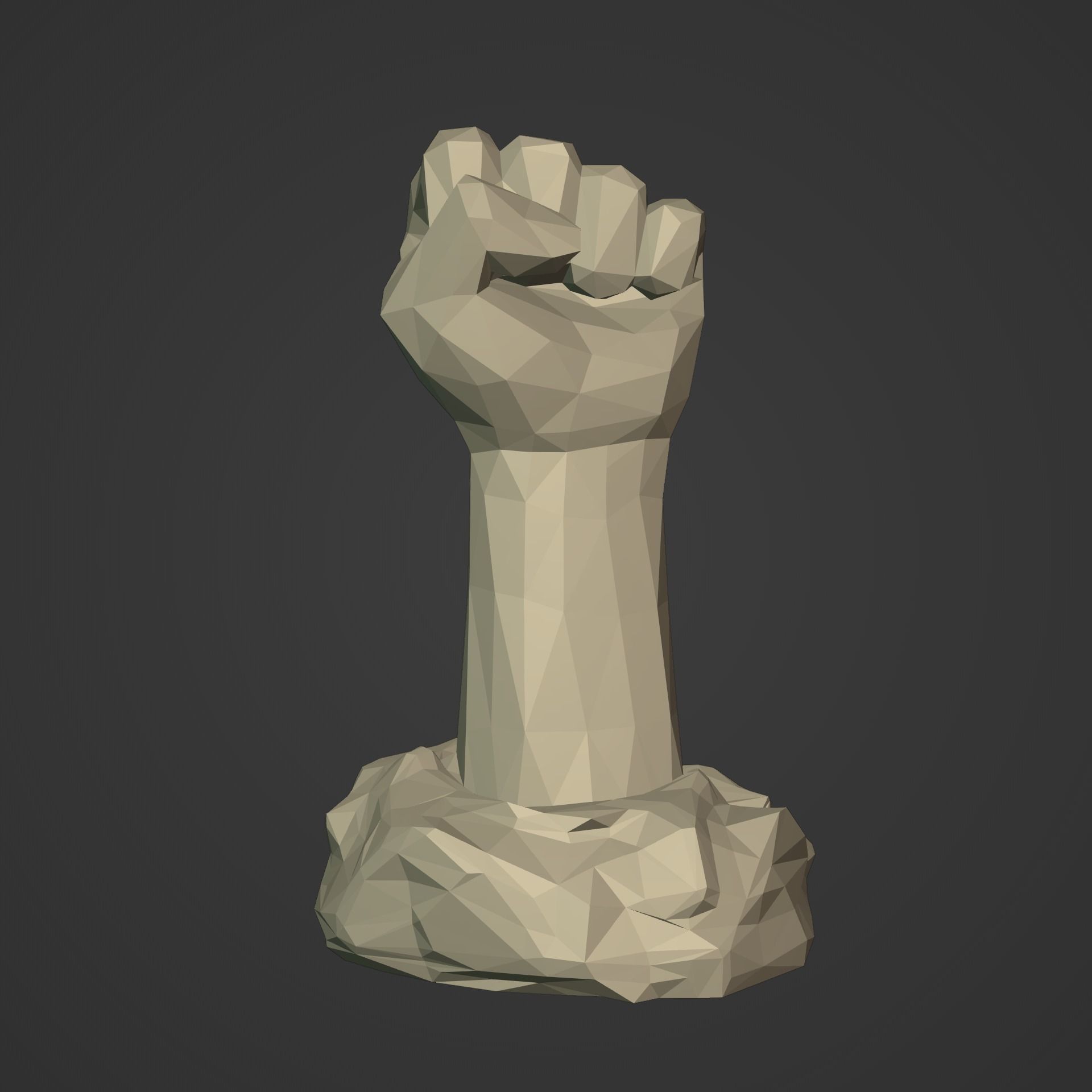 Polygonal Hand - Fist Figurine - Statue -- Ready for 3D Printing 3D print model_1