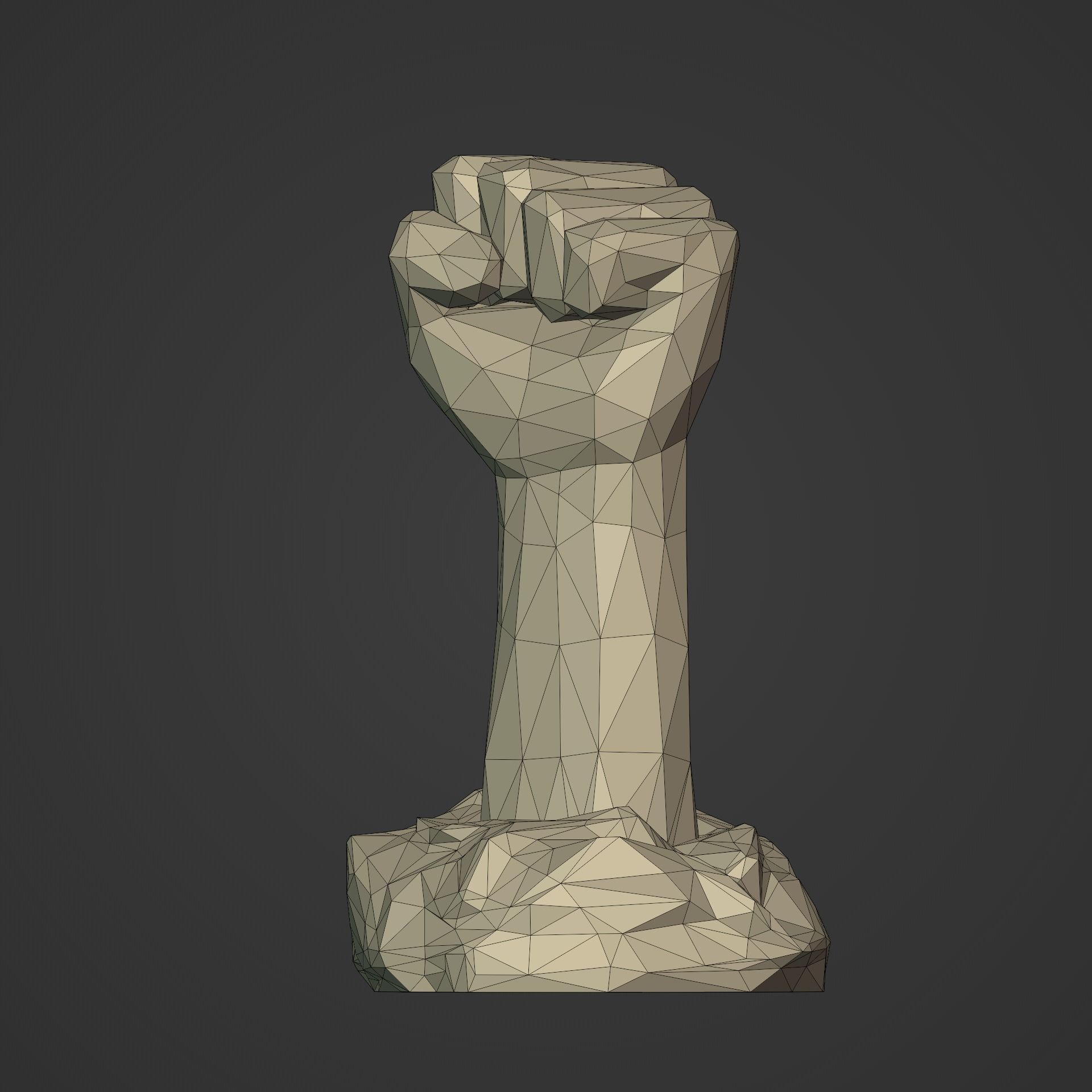 Polygonal Hand - Fist Figurine - Statue -- Ready for 3D Printing 3D print model_4