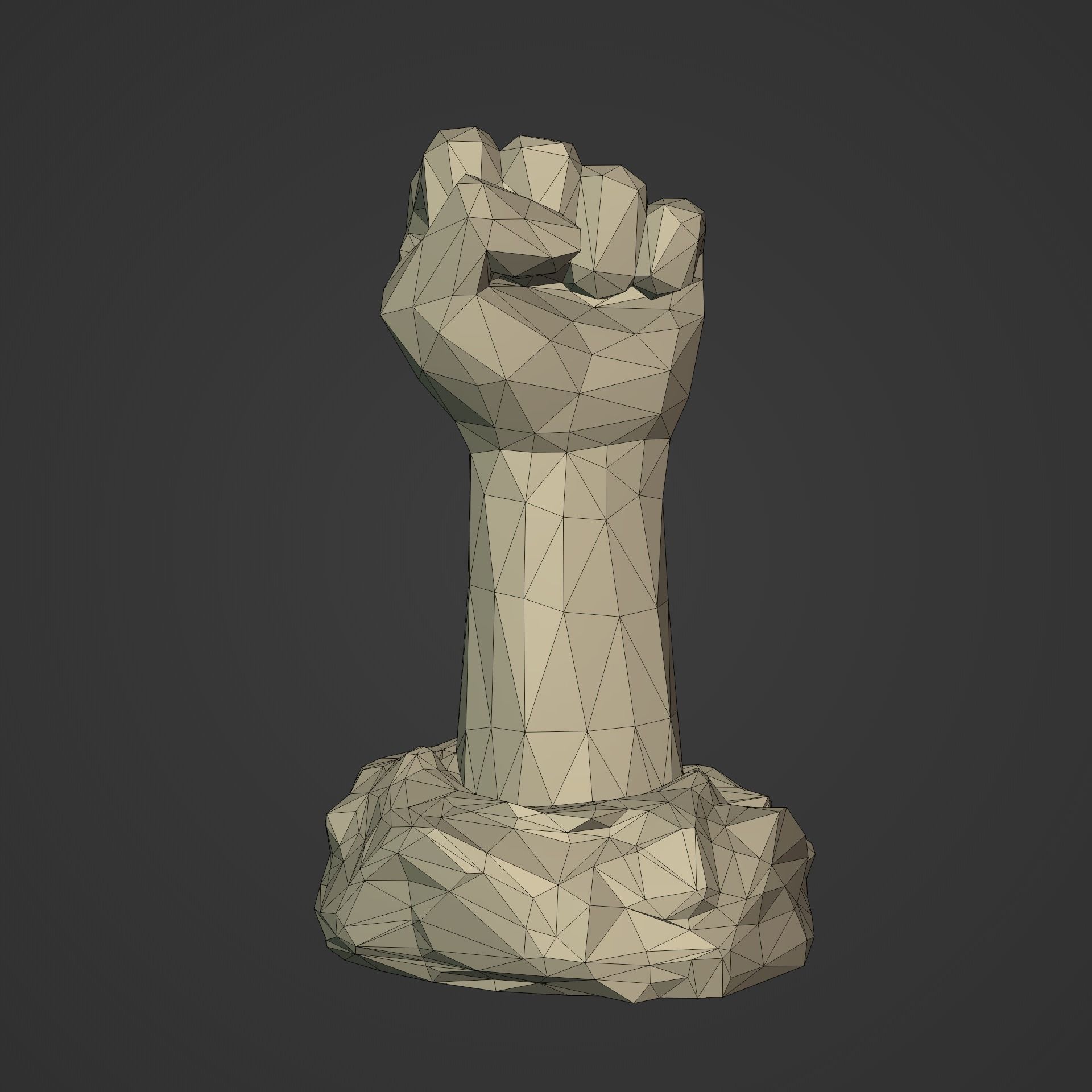 Polygonal Hand - Fist Figurine - Statue -- Ready for 3D Printing 3D print model_2