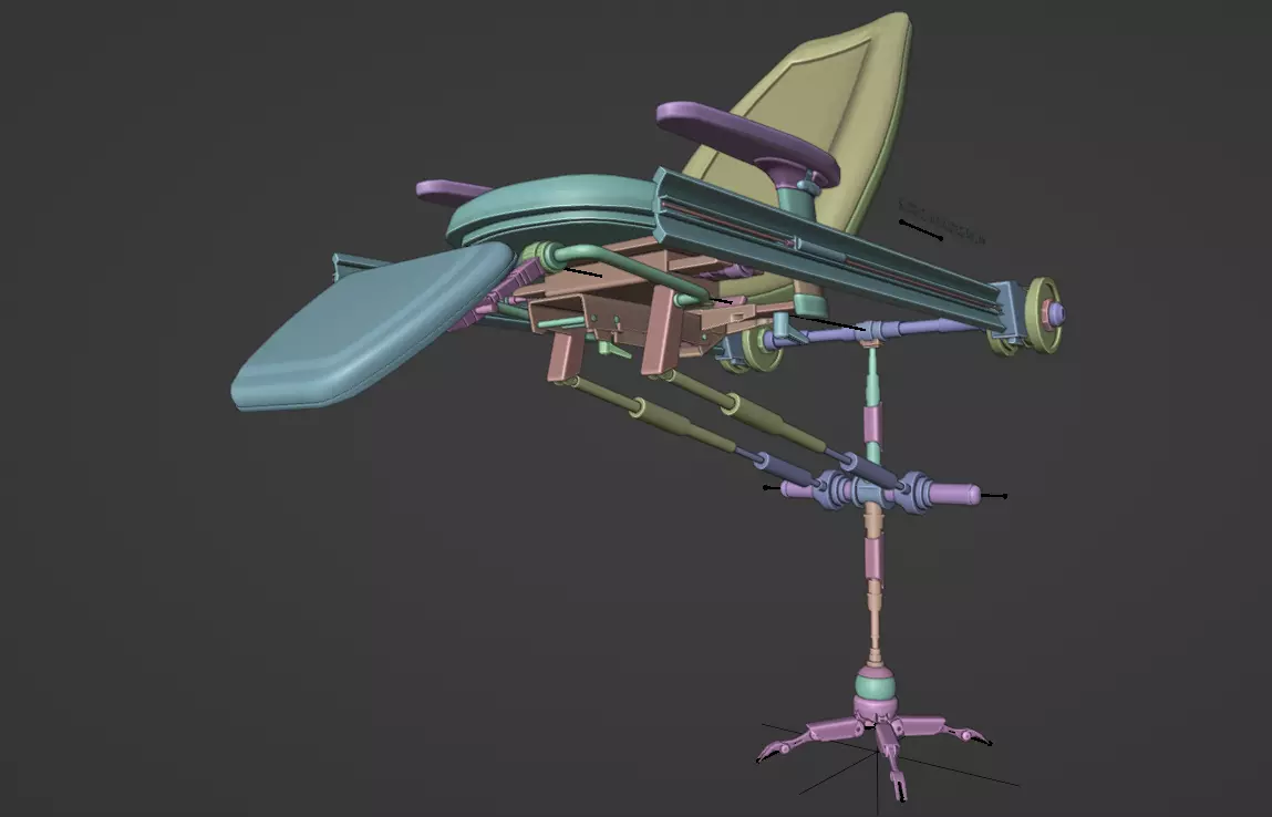 Robotic Laboratory Chair Low-poly 3D model_0