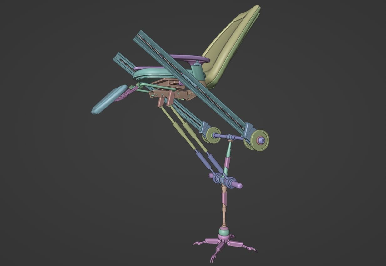 Robotic Laboratory Chair Low-poly 3D model_4