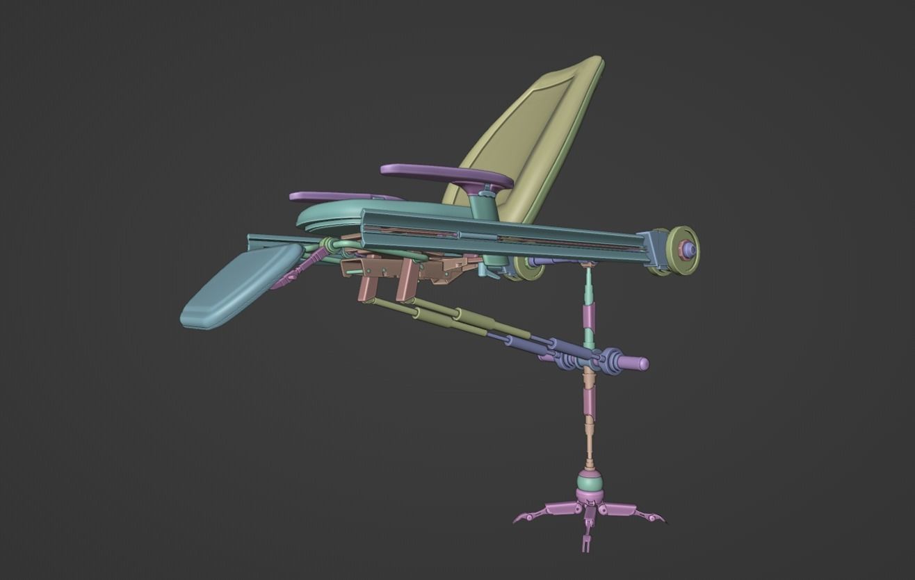 Robotic Laboratory Chair Low-poly 3D model_2