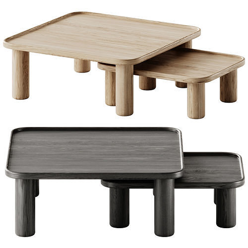 Teulat NEST Wooden coffee table set 3D model