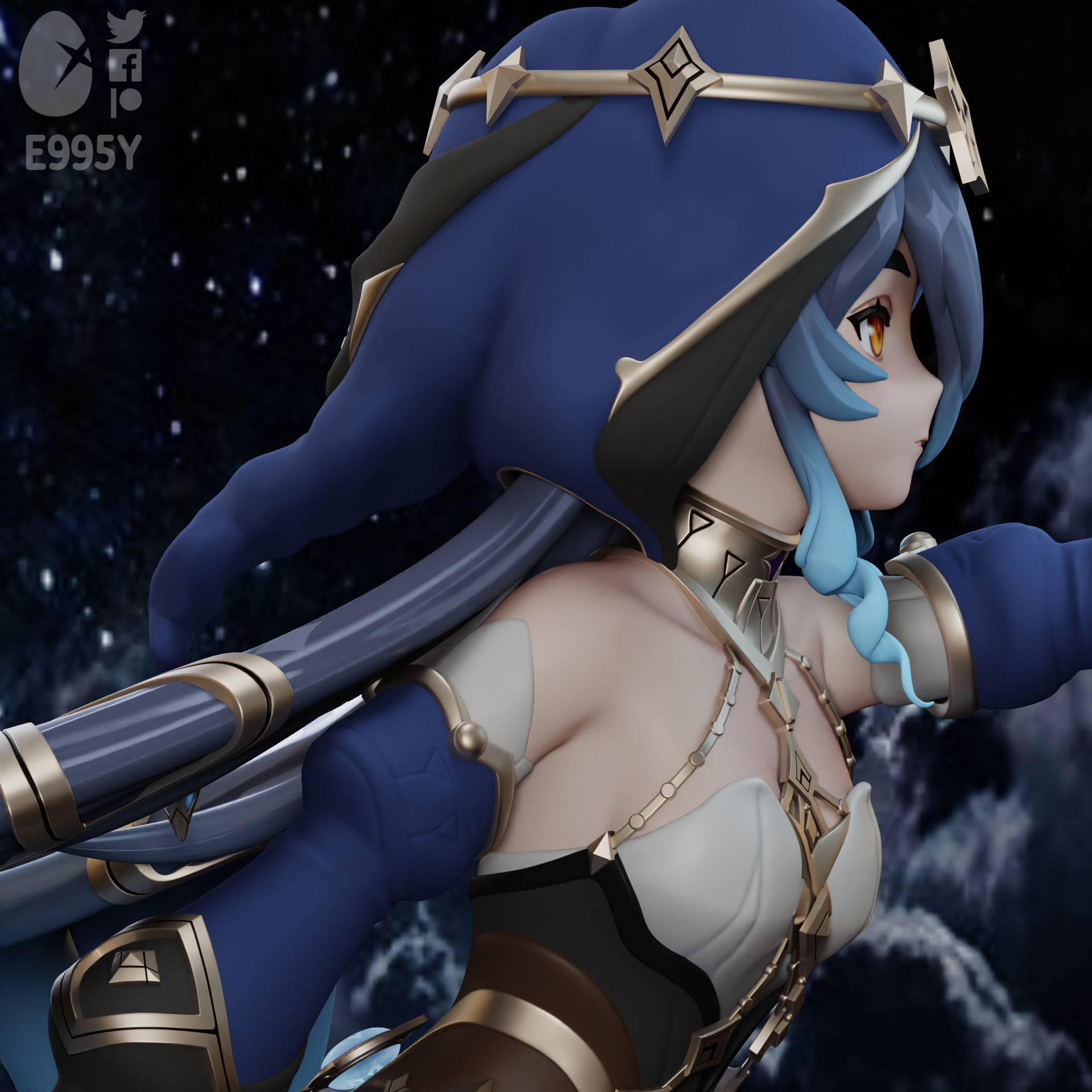 Genshin Impact - Layla Figure STL File For 3D Printing 3D print model_4