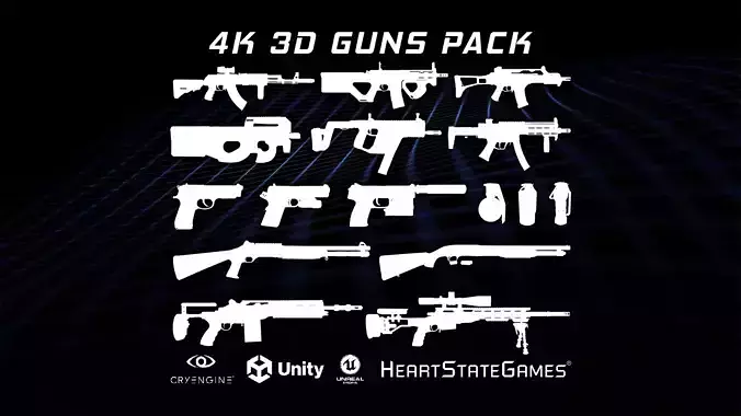 UltiHD 4K Mega Gun Pack - Game Ready Low-poly 3D model