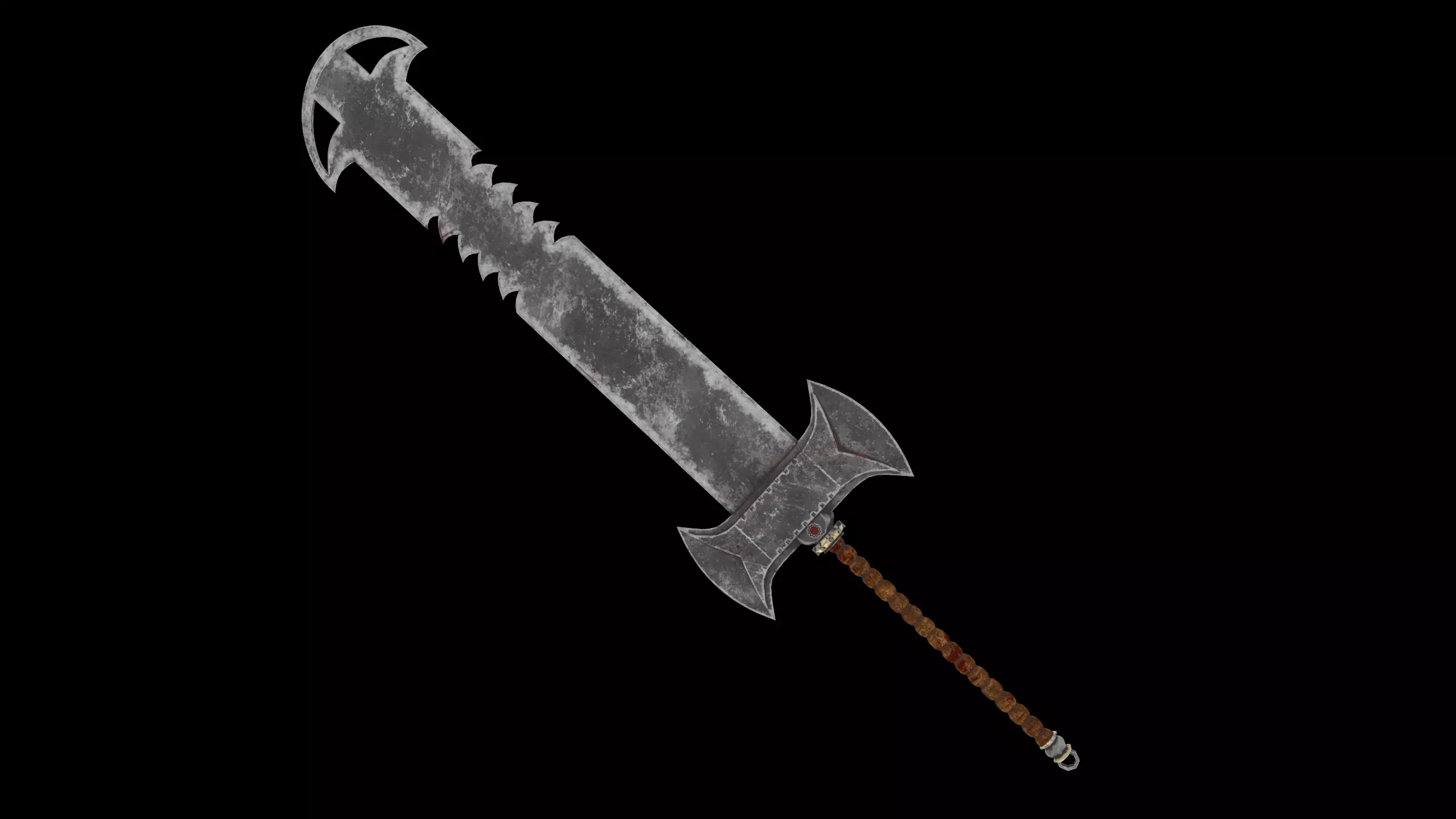 Fantasy Old Heavy Claymore Low-poly 3D model_0