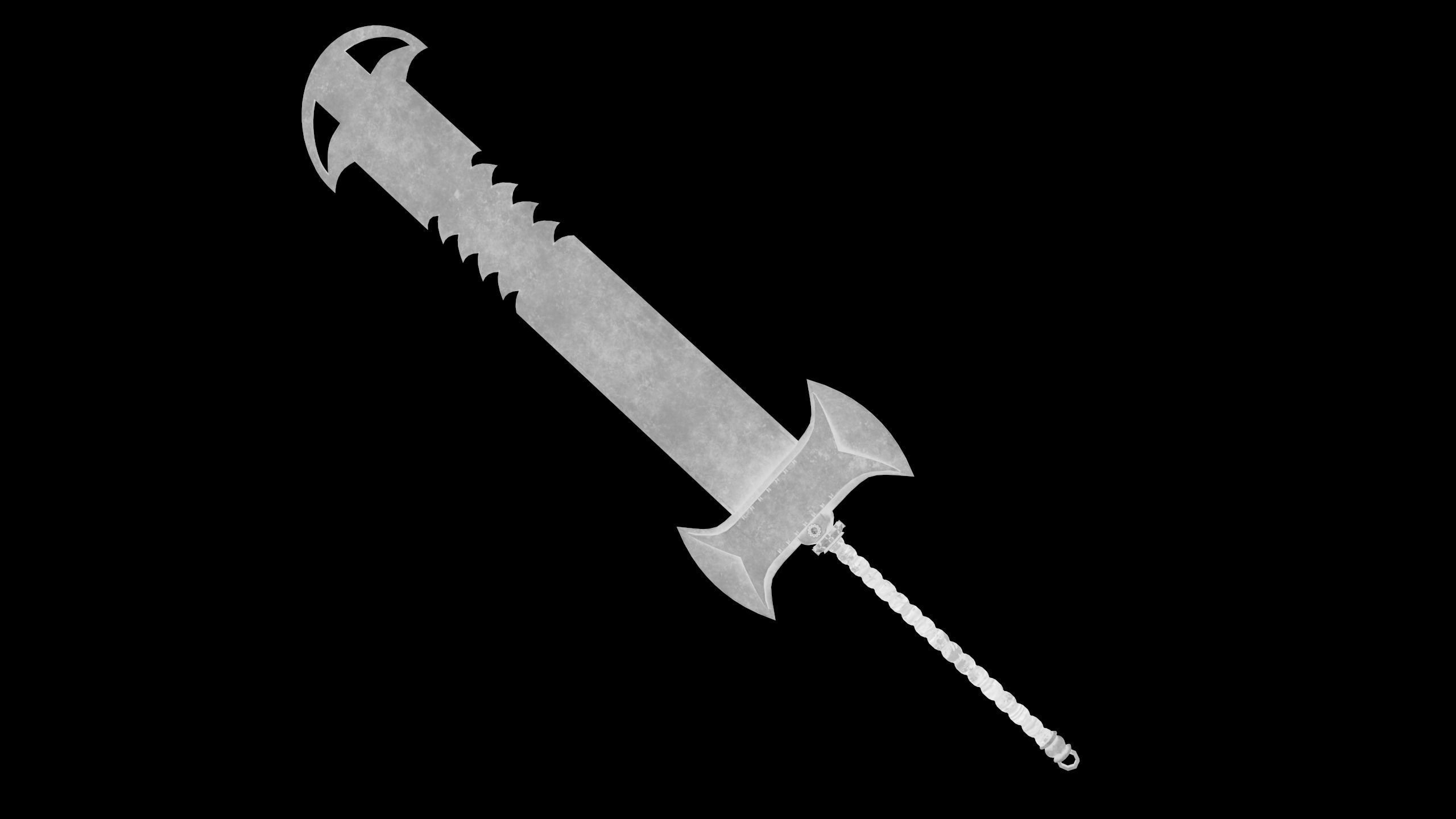 Fantasy Old Heavy Claymore Low-poly 3D model_4