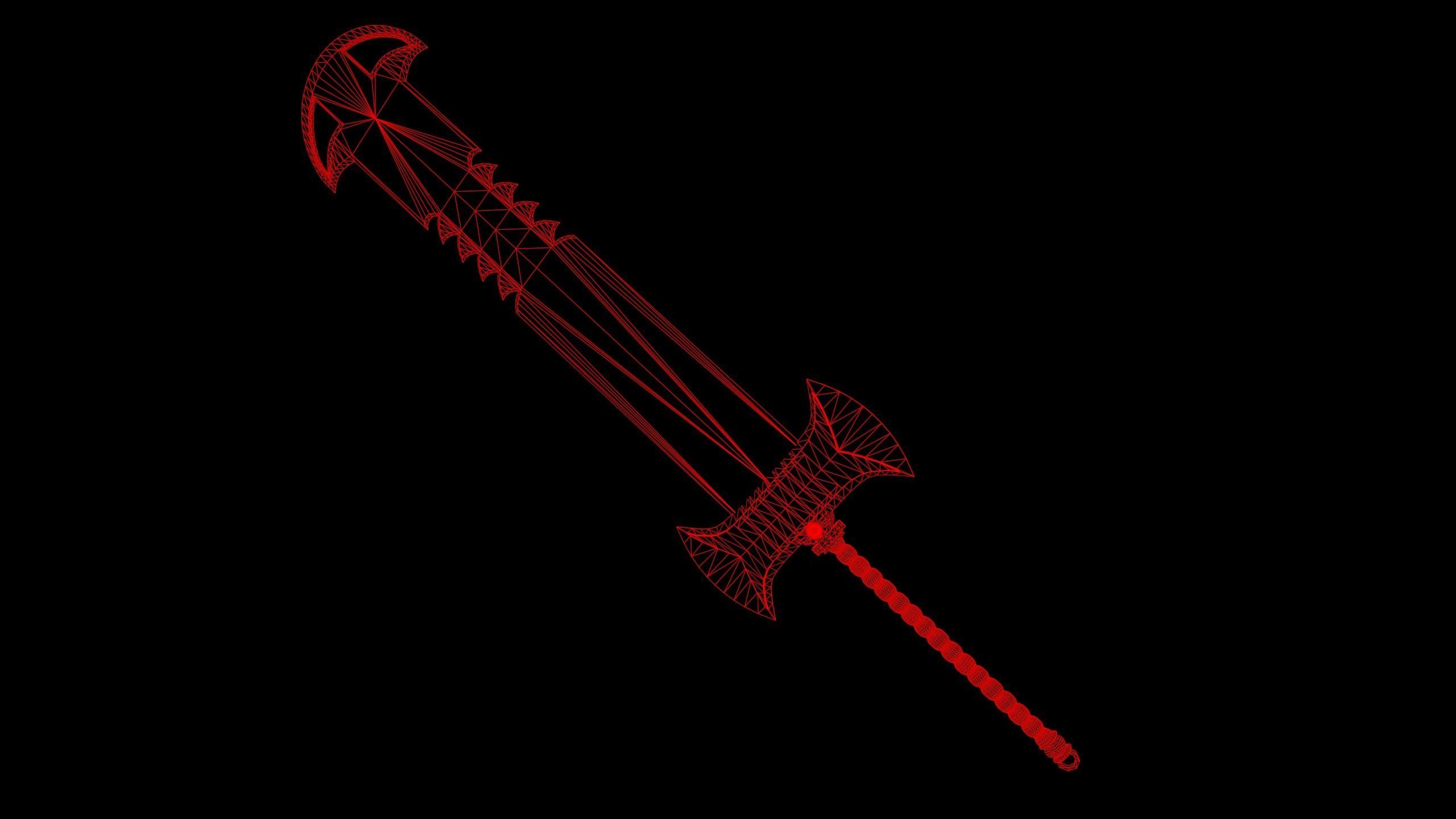 Fantasy Old Heavy Claymore Low-poly 3D model_5