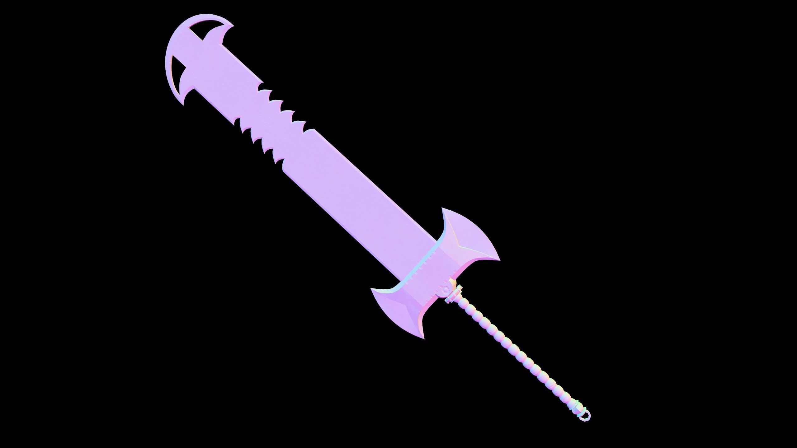 Fantasy Old Heavy Claymore Low-poly 3D model_3