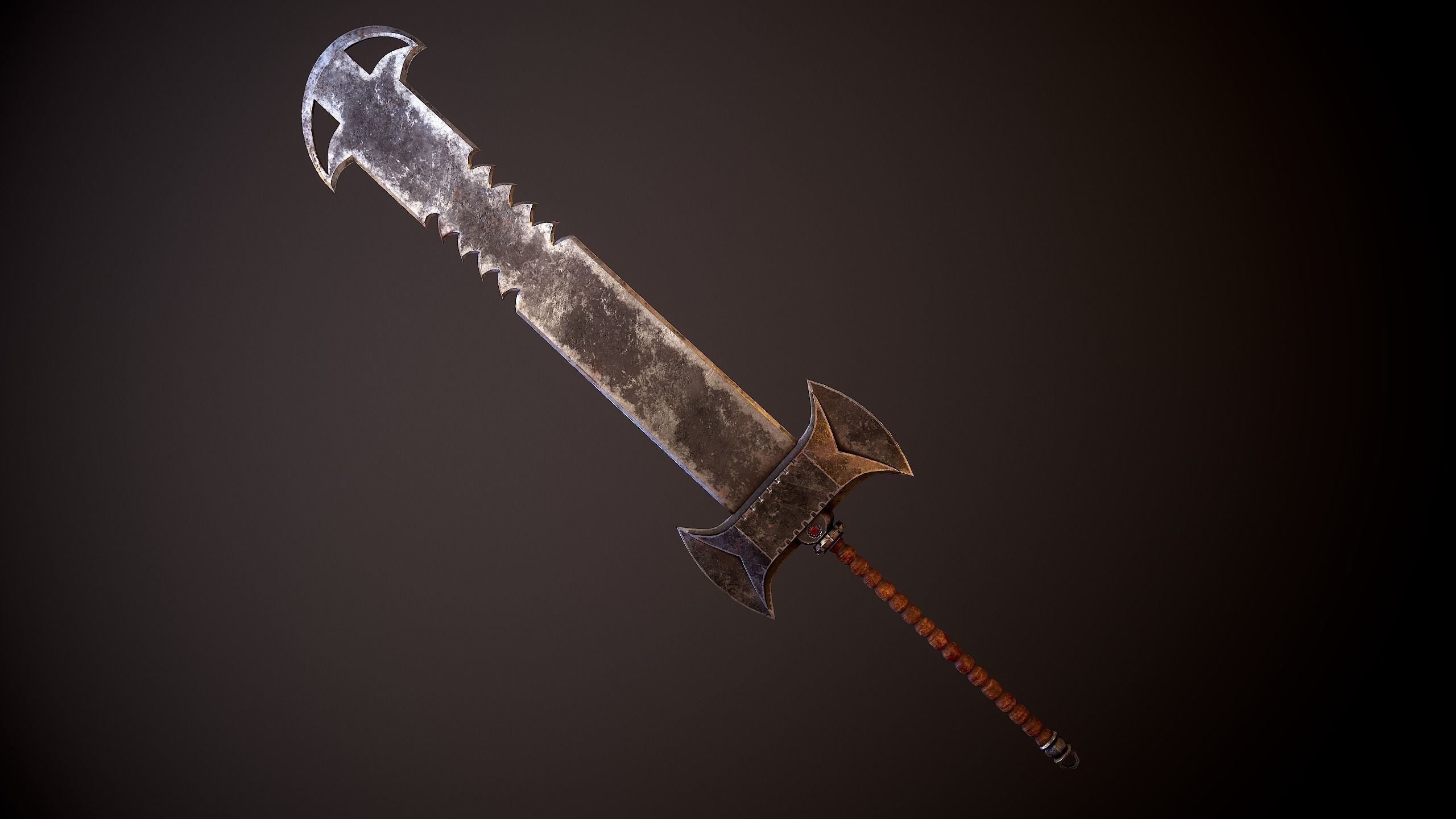 Fantasy Old Heavy Claymore Low-poly 3D model_1