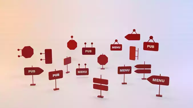 Signage Collection Streets navigation Low-poly 3D model