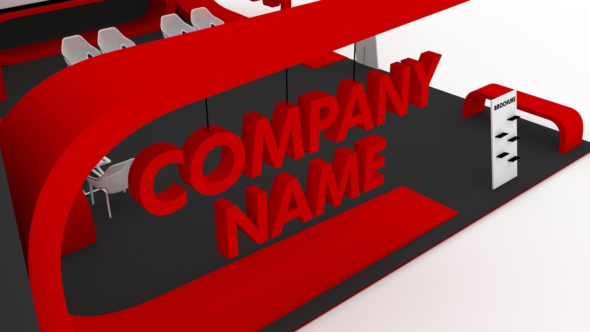 Red and Black Booth Exhibition Stand Stall 3D model CGTrader