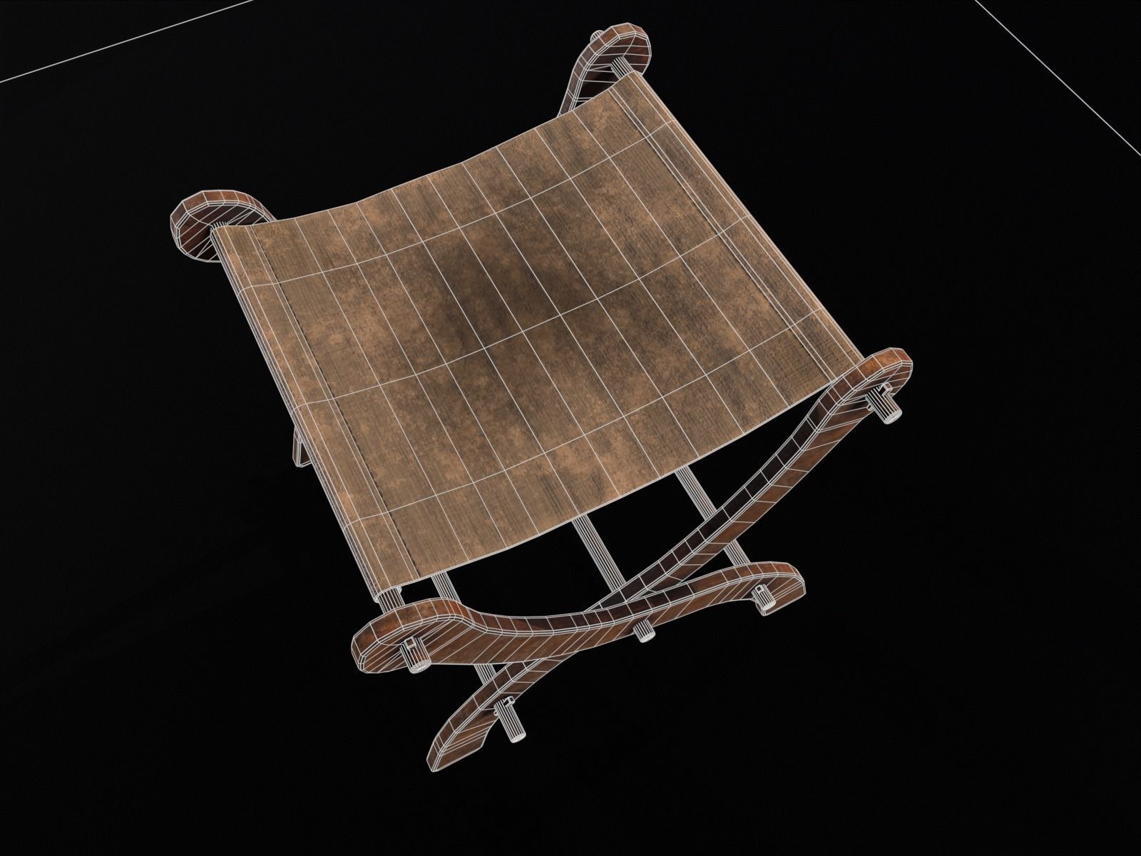 Old Medieval Stool - Chair  Low-poly 3D model_22