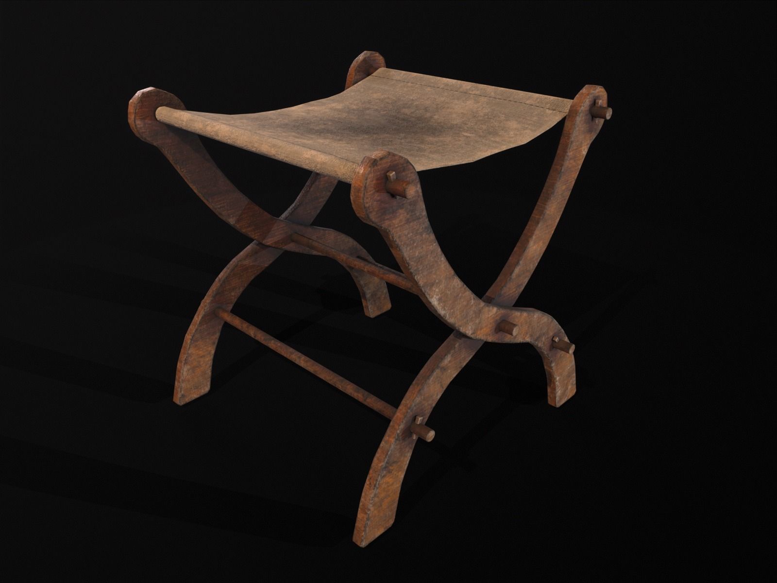 Old Medieval Stool - Chair  Low-poly 3D model_13