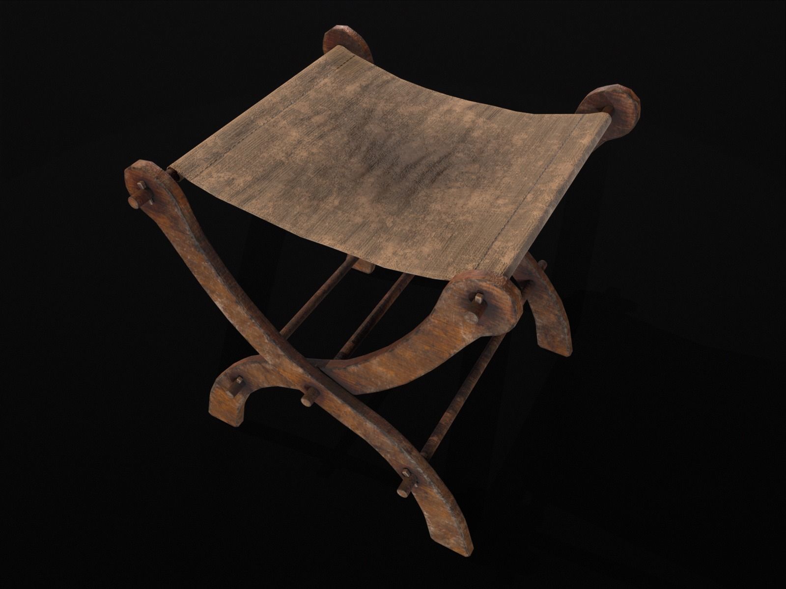 Old Medieval Stool - Chair  Low-poly 3D model_19