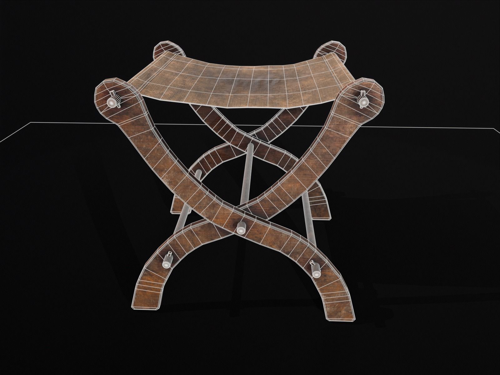 Old Medieval Stool - Chair  Low-poly 3D model_18