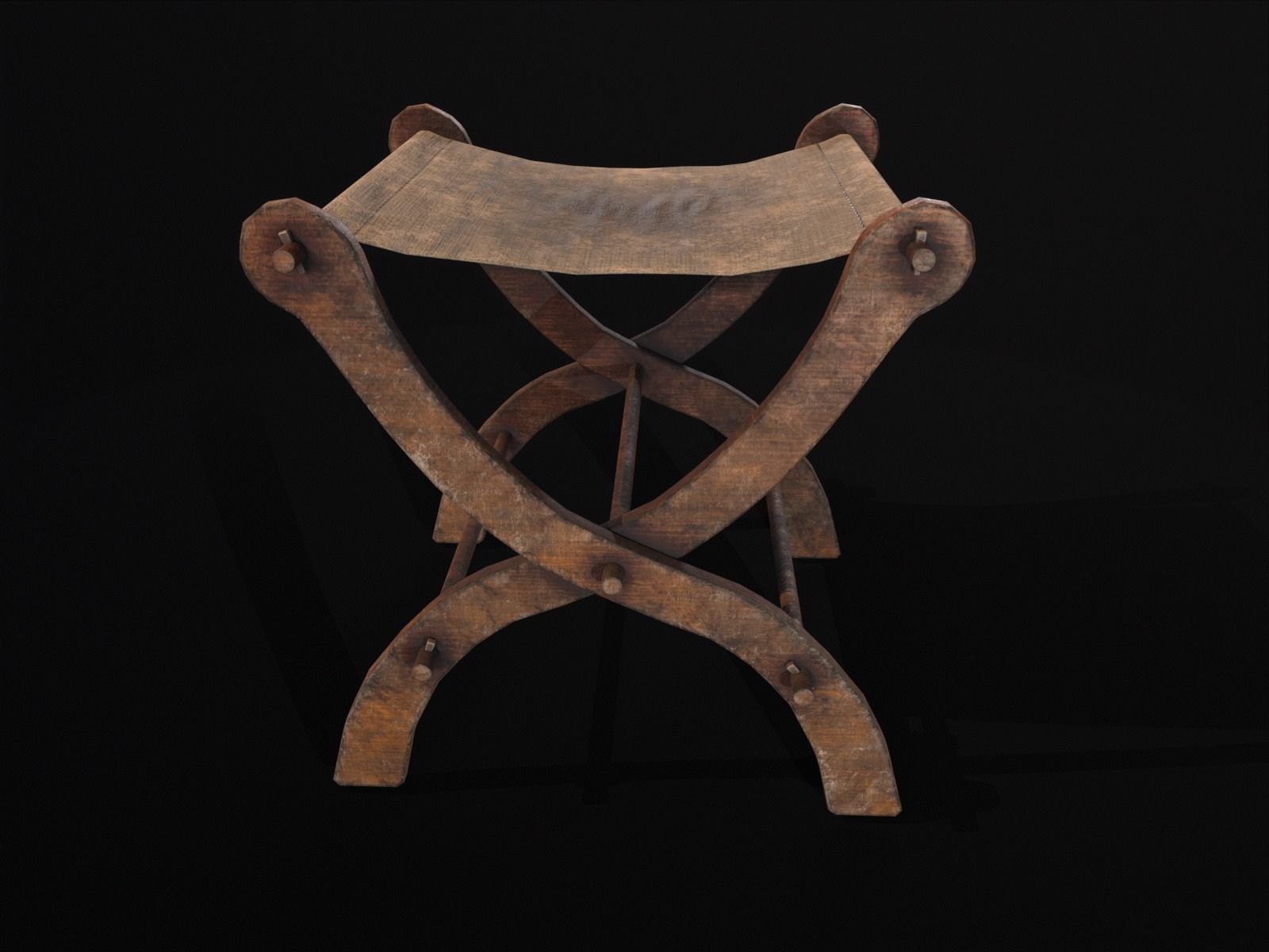Old Medieval Stool - Chair  Low-poly 3D model_17
