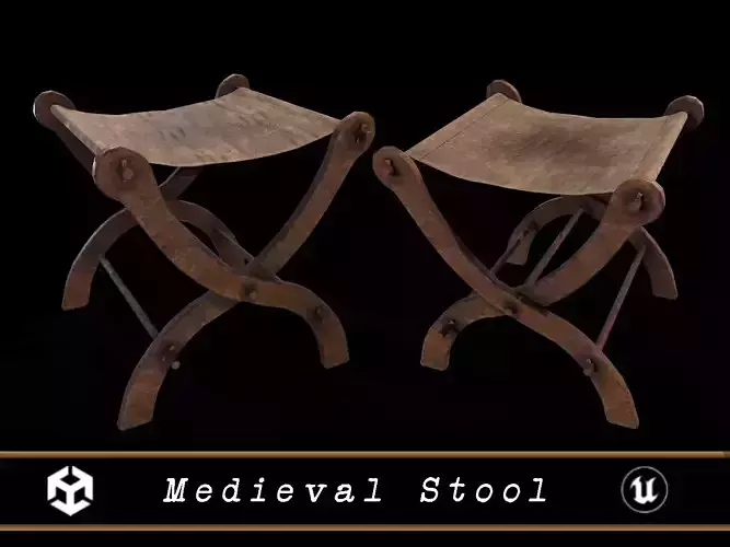 Old Medieval Stool - Chair  Low-poly 3D model
