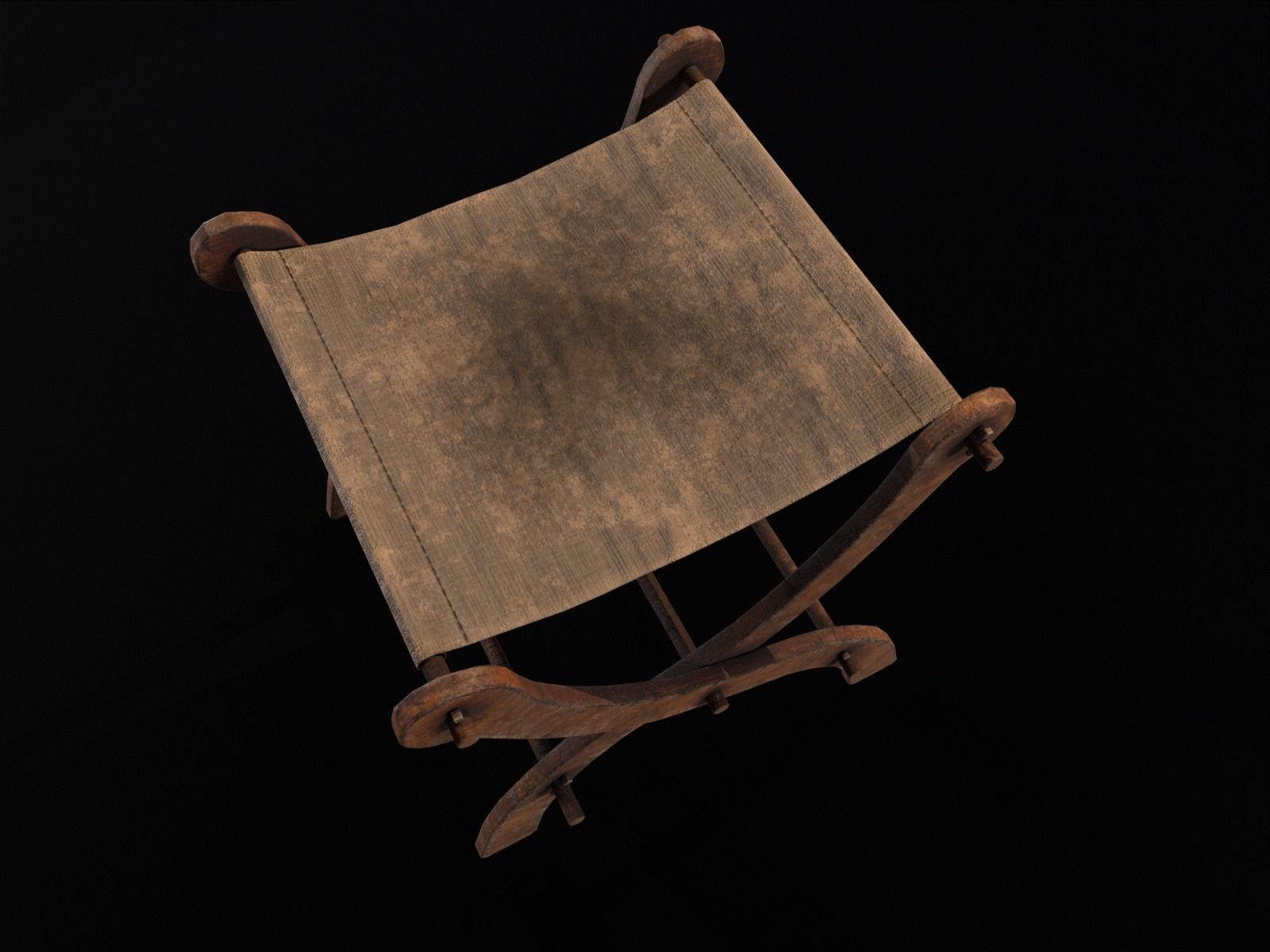 Old Medieval Stool - Chair  Low-poly 3D model_21