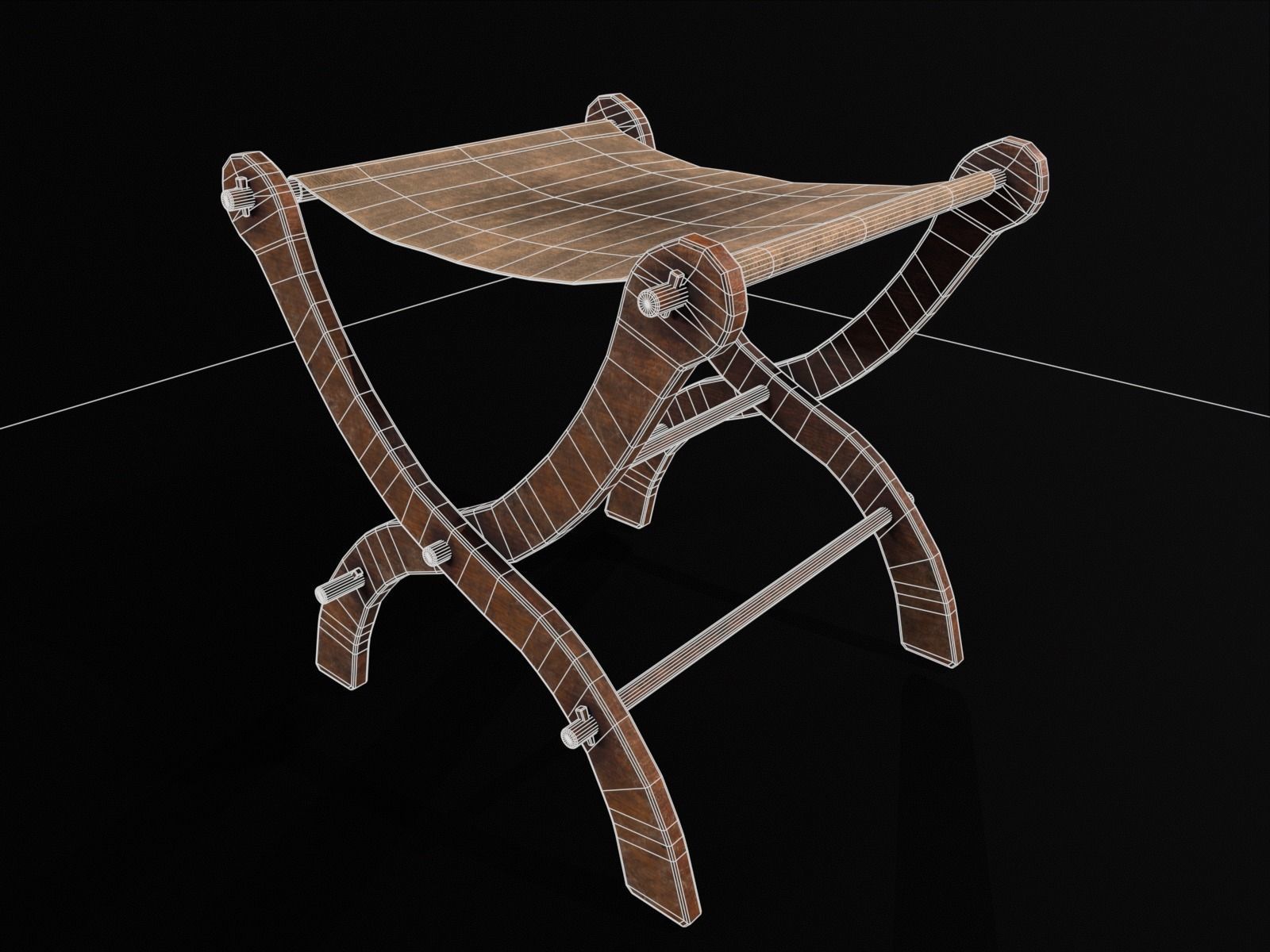 Old Medieval Stool - Chair  Low-poly 3D model_8