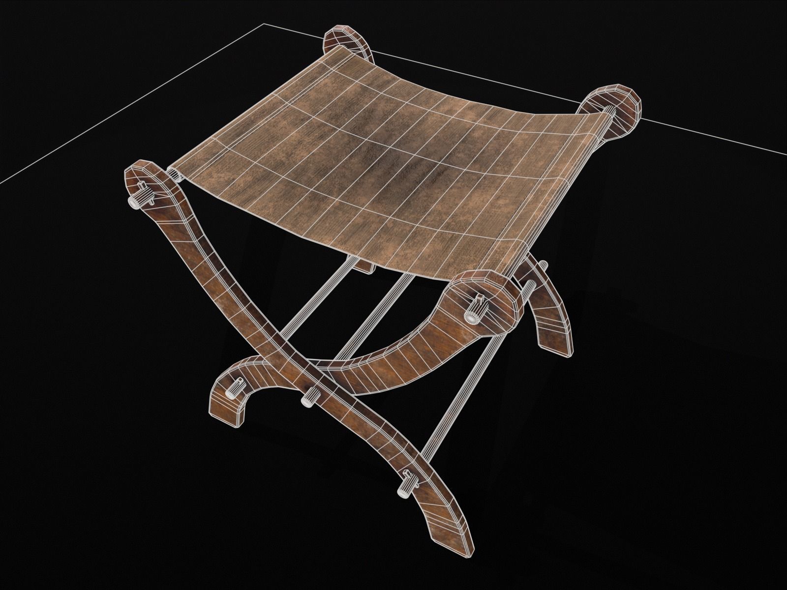 Old Medieval Stool - Chair  Low-poly 3D model_20