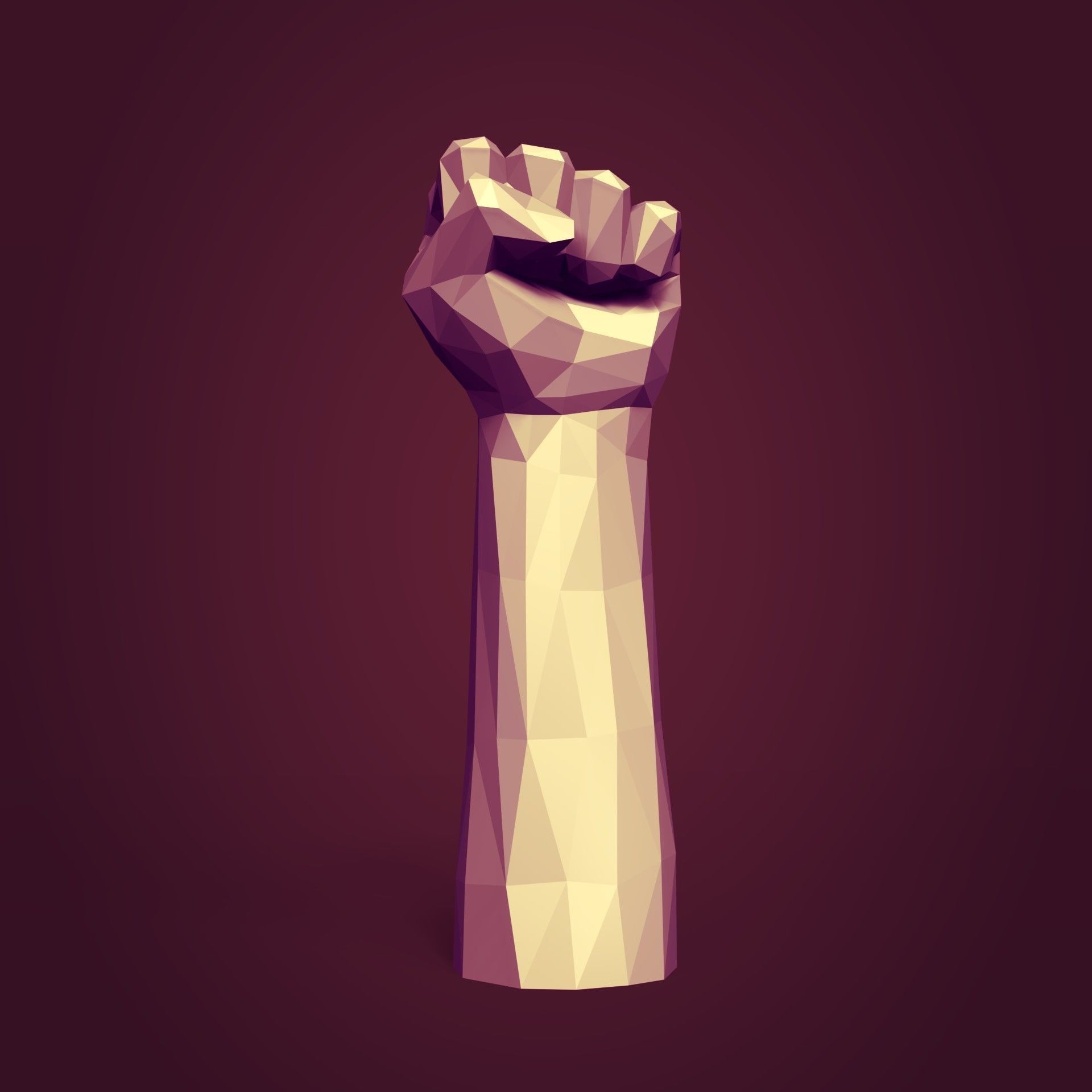 Polygonal Hand - Fist Figurine -- Ready for 3D Figurine 3D print model_0