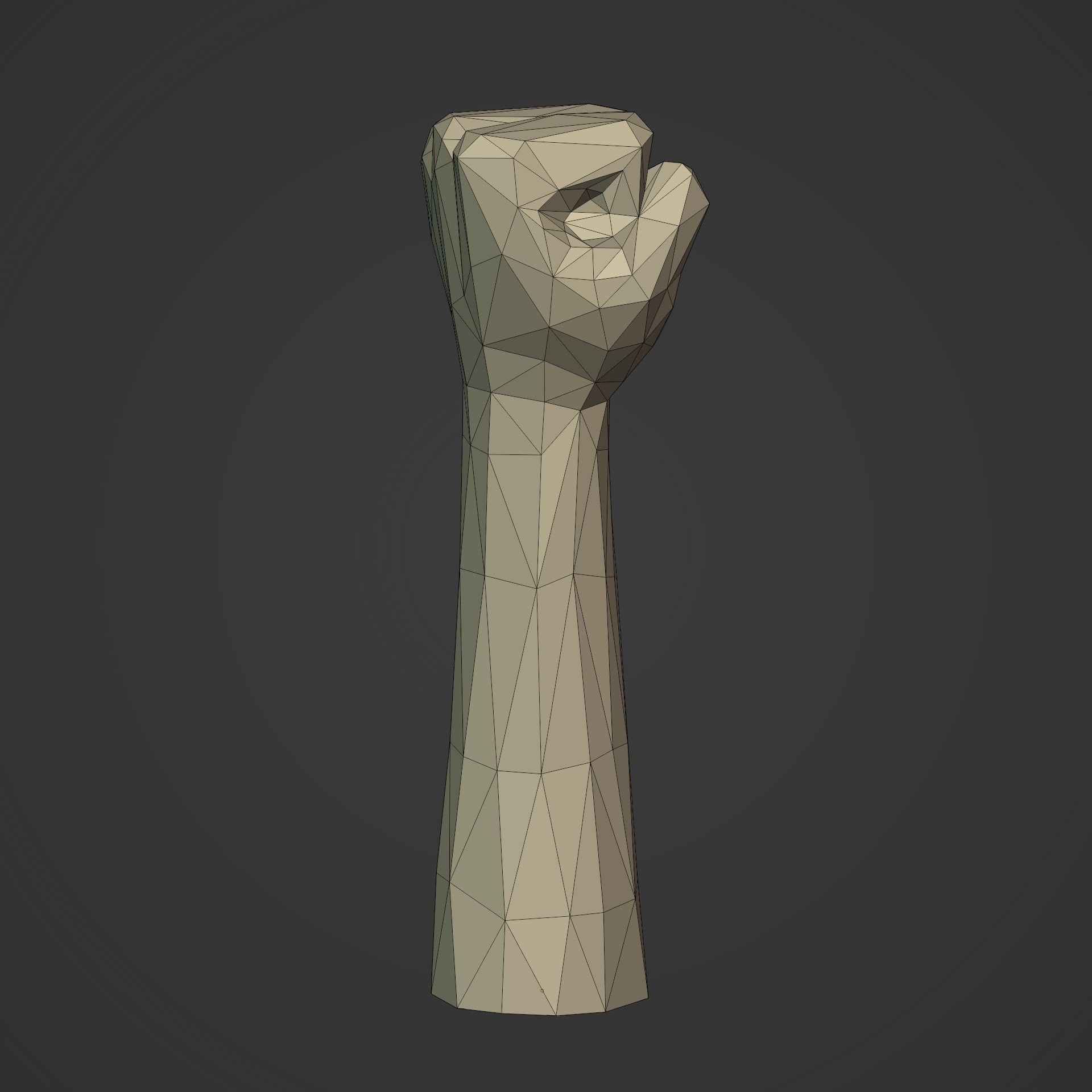Polygonal Hand - Fist Figurine -- Ready for 3D Figurine 3D print model_12