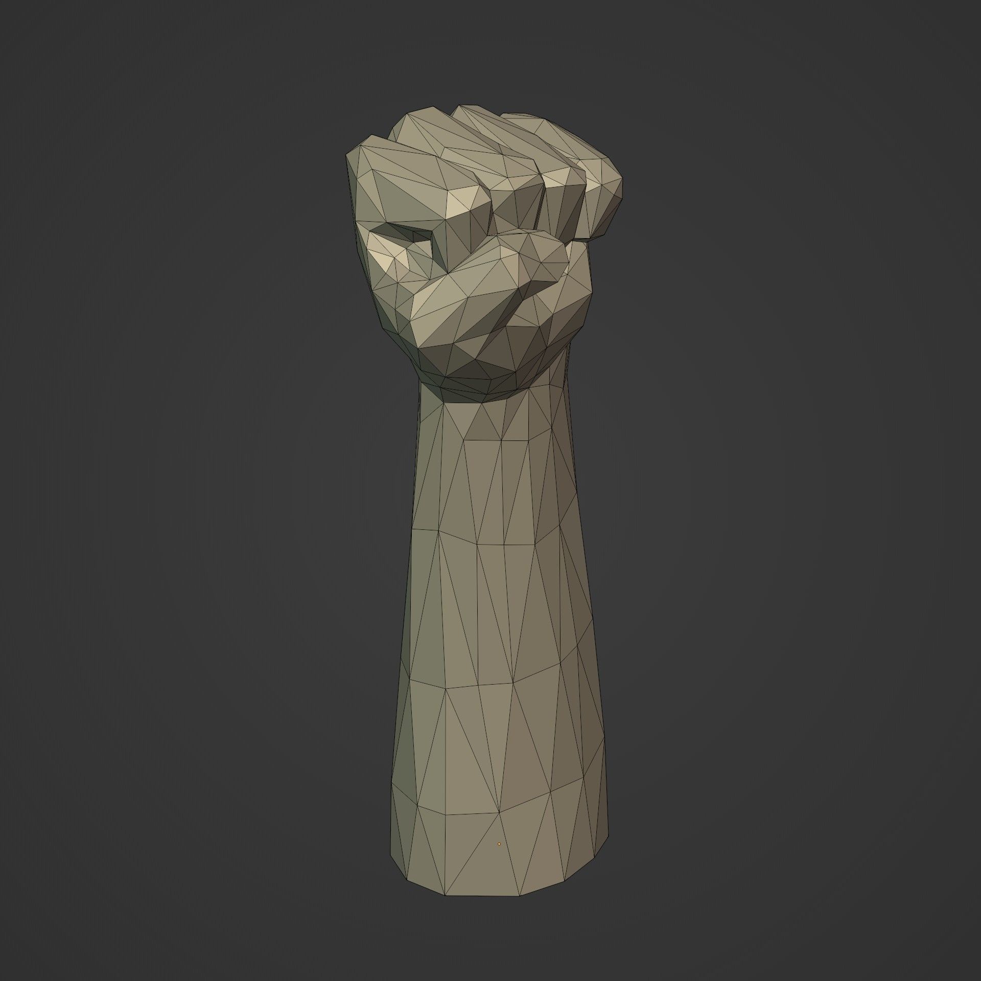 Polygonal Hand - Fist Figurine -- Ready for 3D Figurine 3D print model_4