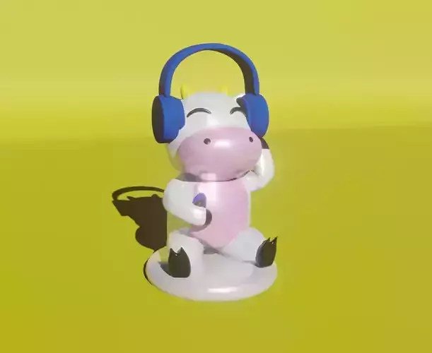 Cow listening to music - printeable model
