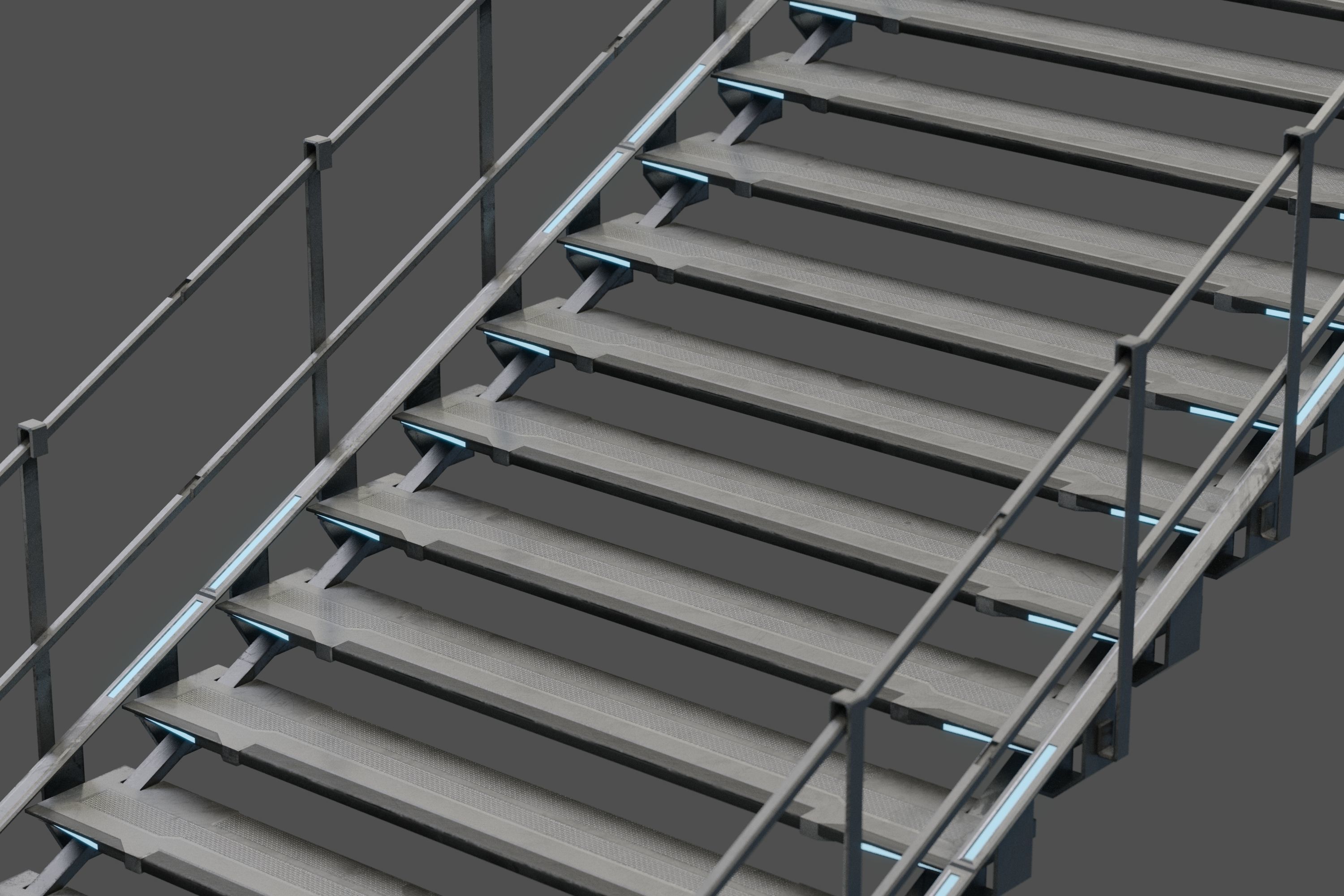 Scifi Modular Stairs Low-poly 3D model_10