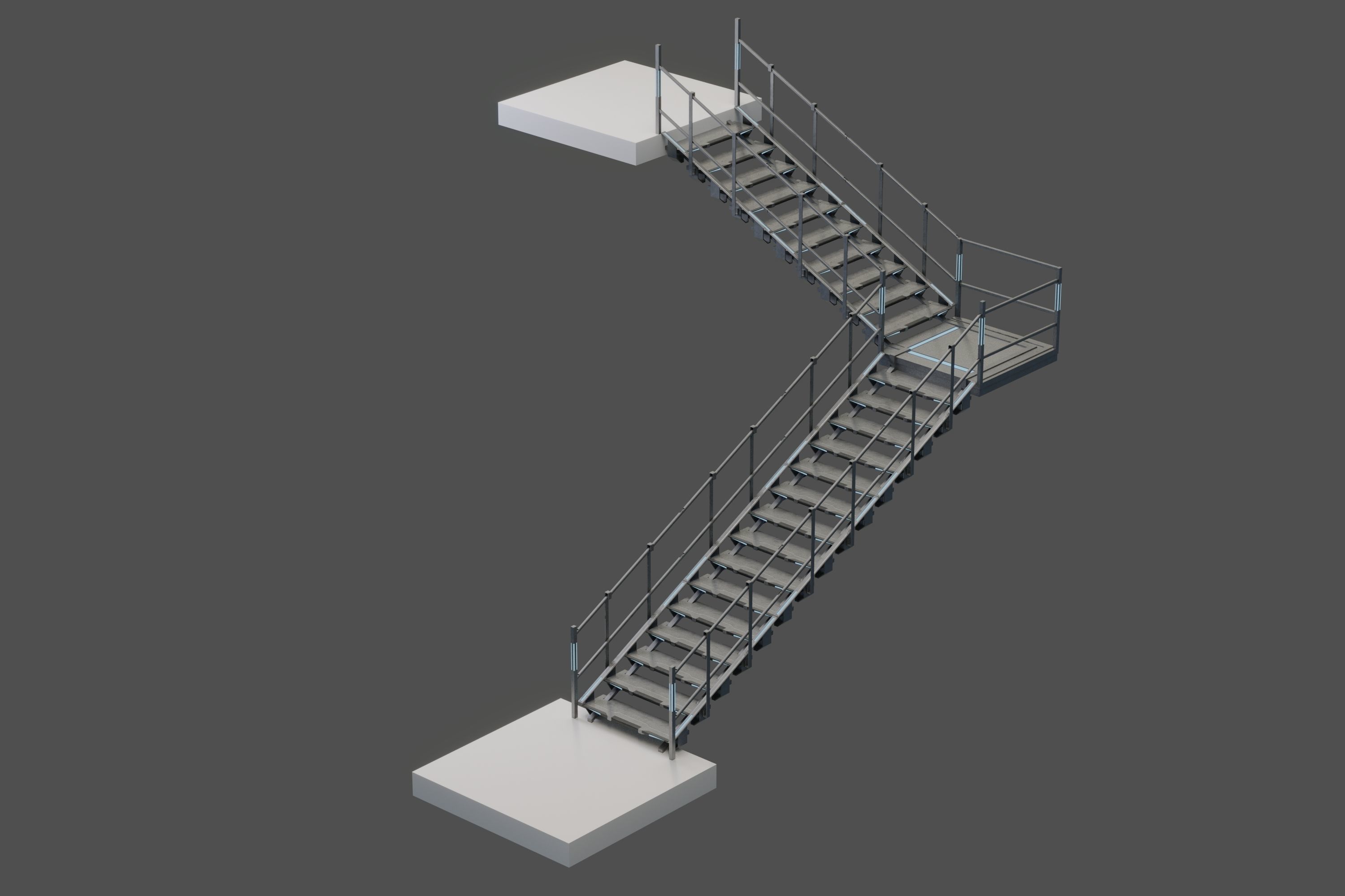 Scifi Modular Stairs Low-poly 3D model_3