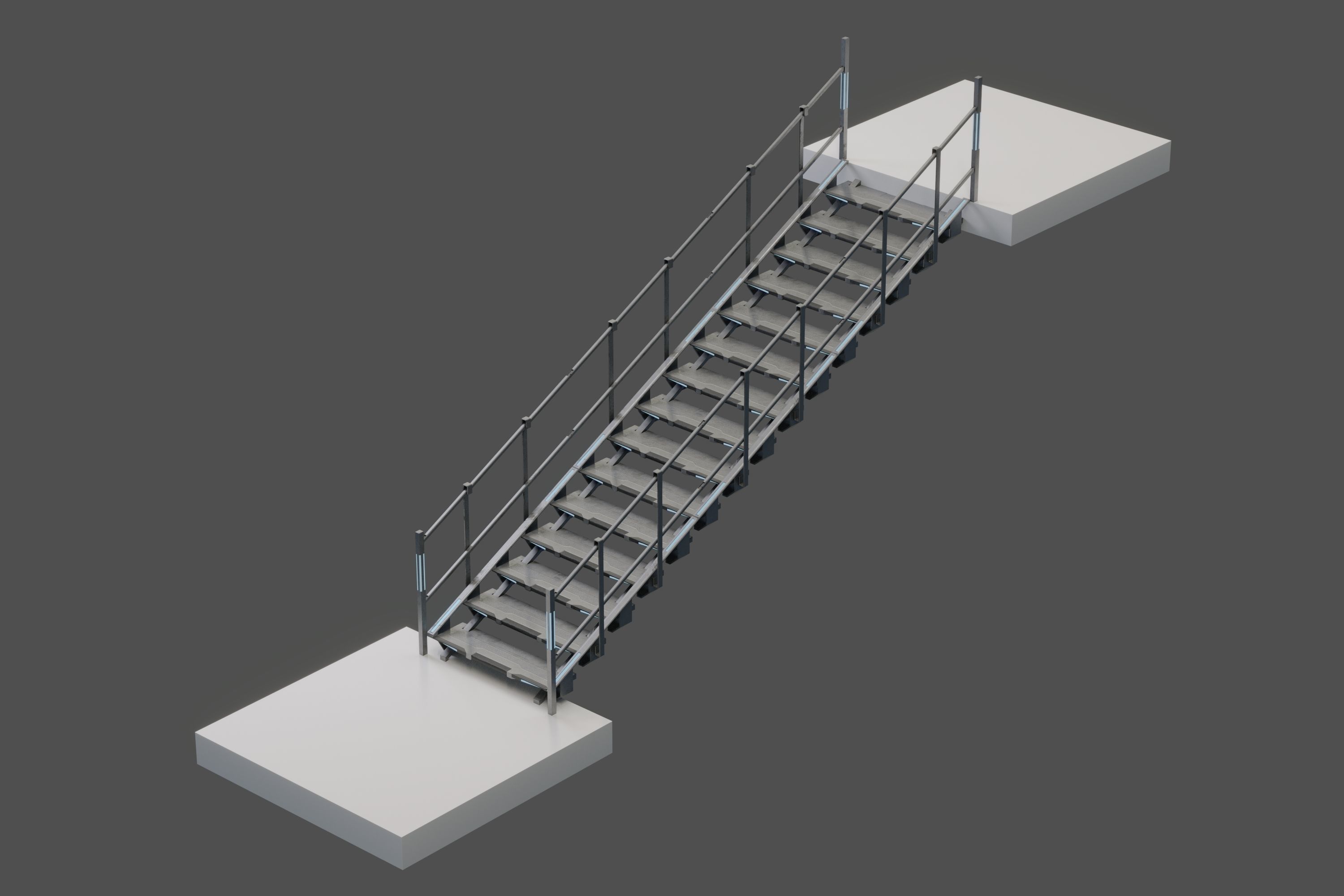 Scifi Modular Stairs Low-poly 3D model_6