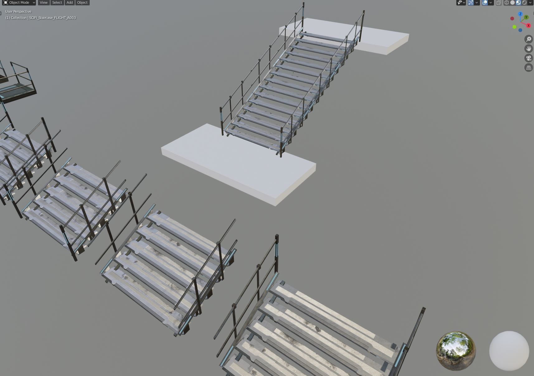 Scifi Modular Stairs Low-poly 3D model_20